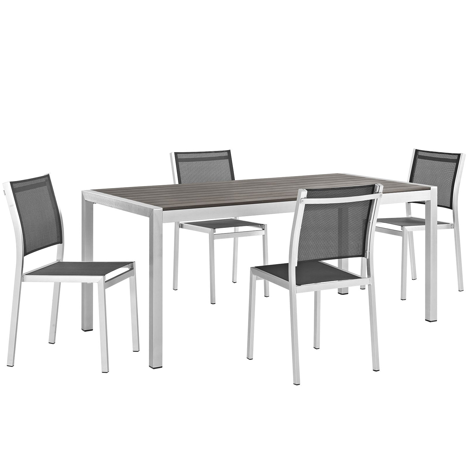 Shore 5 Piece Outdoor Patio Aluminum Dining Set