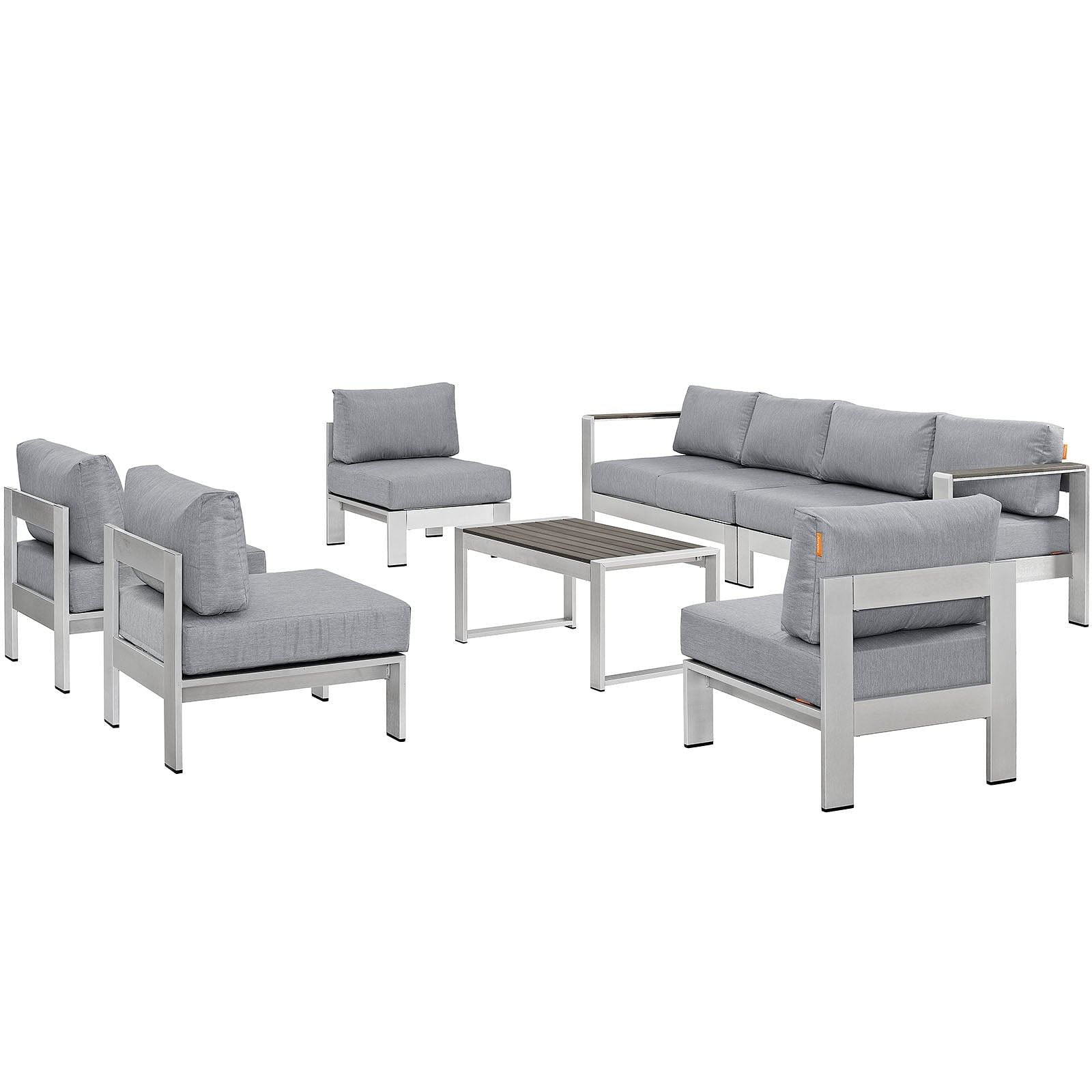 Shore 7 Piece Outdoor Patio Sectional Sofa Set