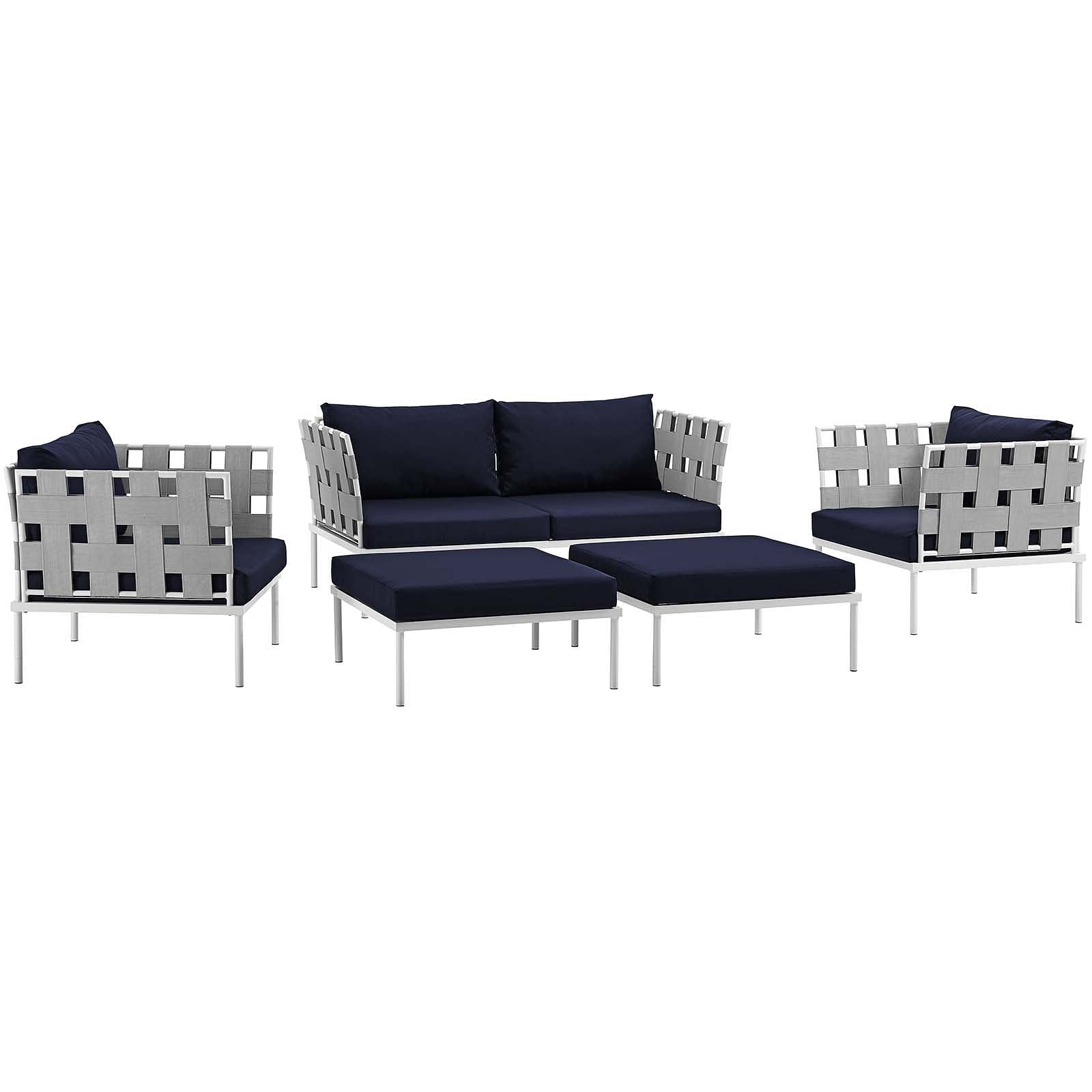 Harmony 5 Piece Outdoor Patio Aluminum Sectional Sofa Set