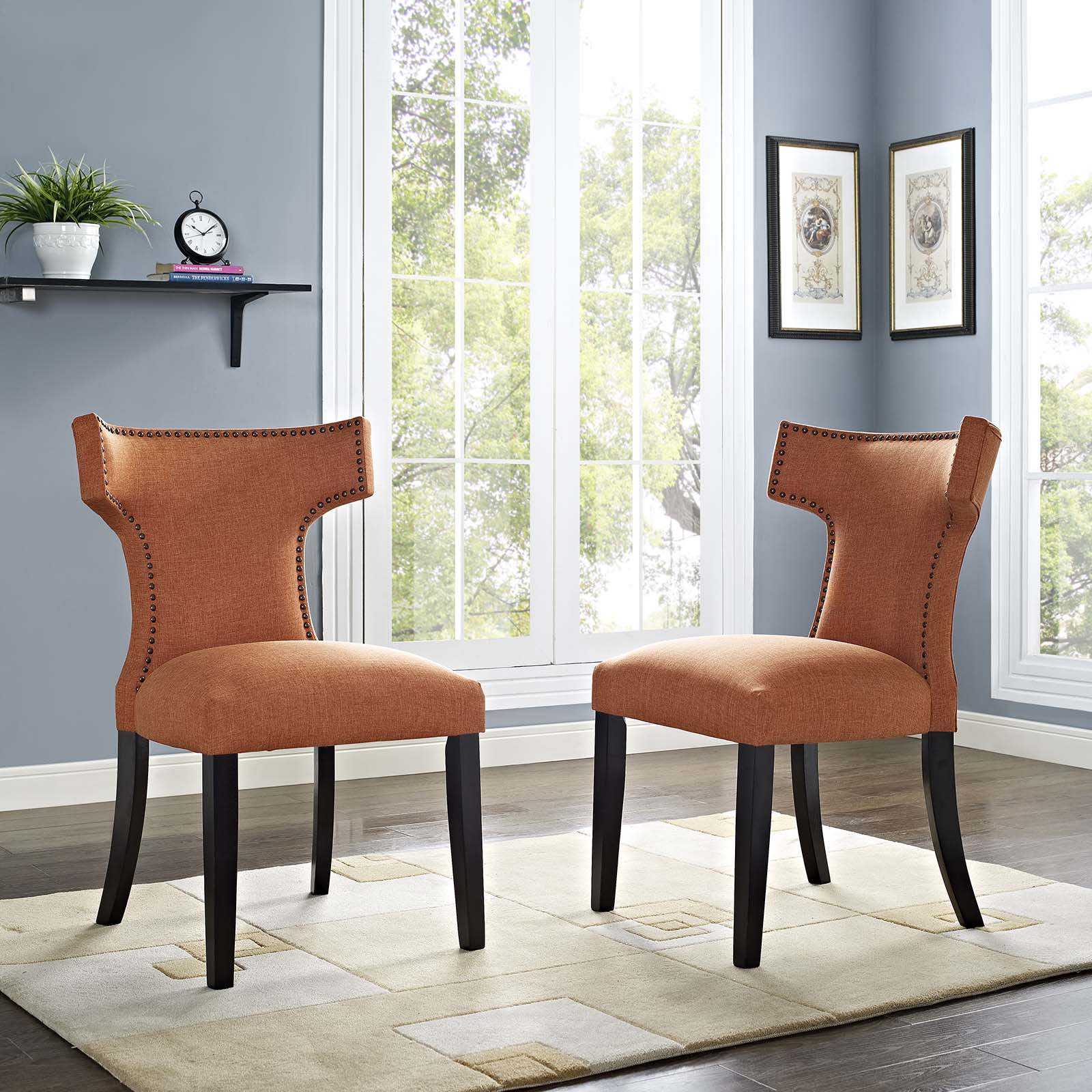 Curve Dining Side Chair Fabric Set of 2