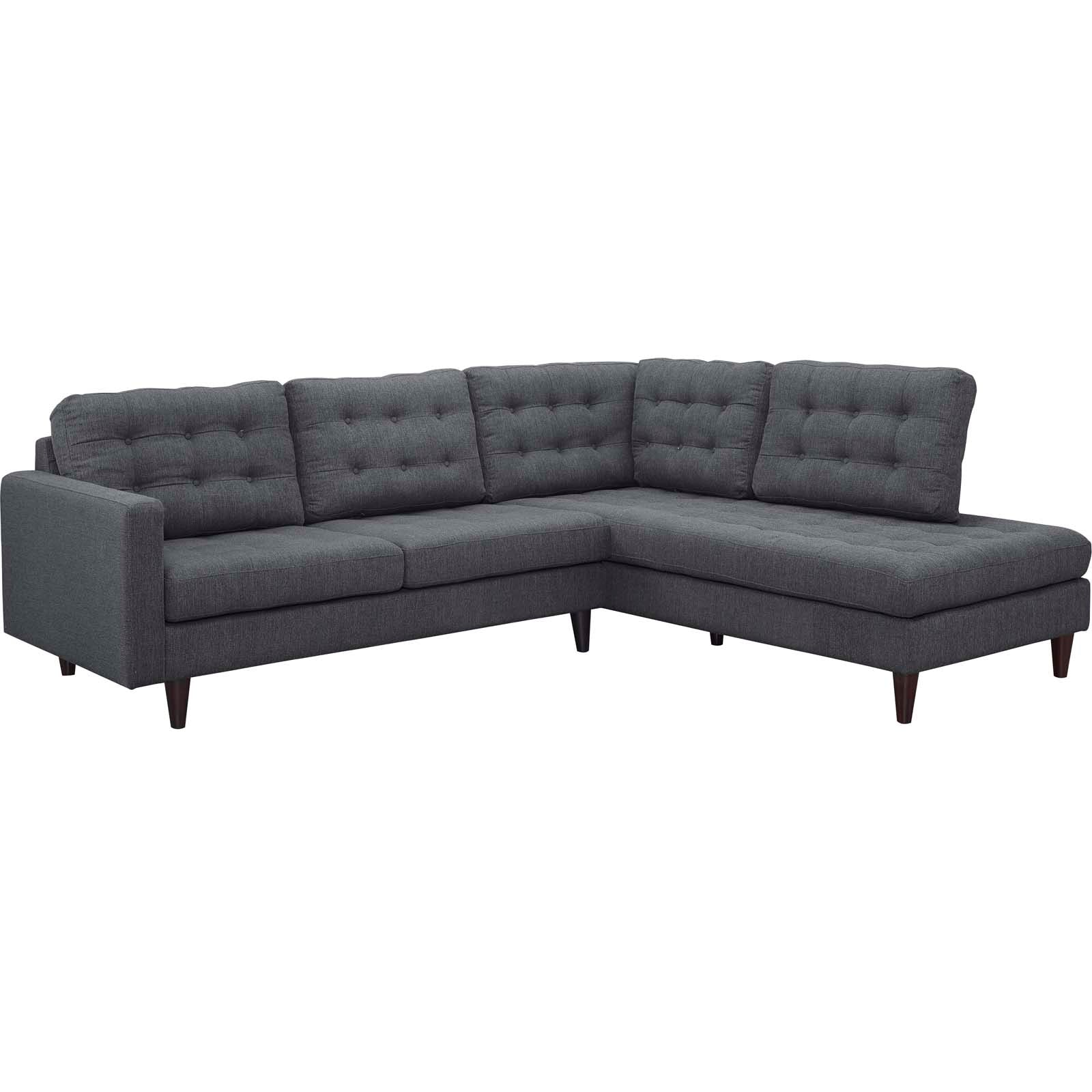 Empress 2 Piece Upholstered Fabric Right Facing Bumper Sectional