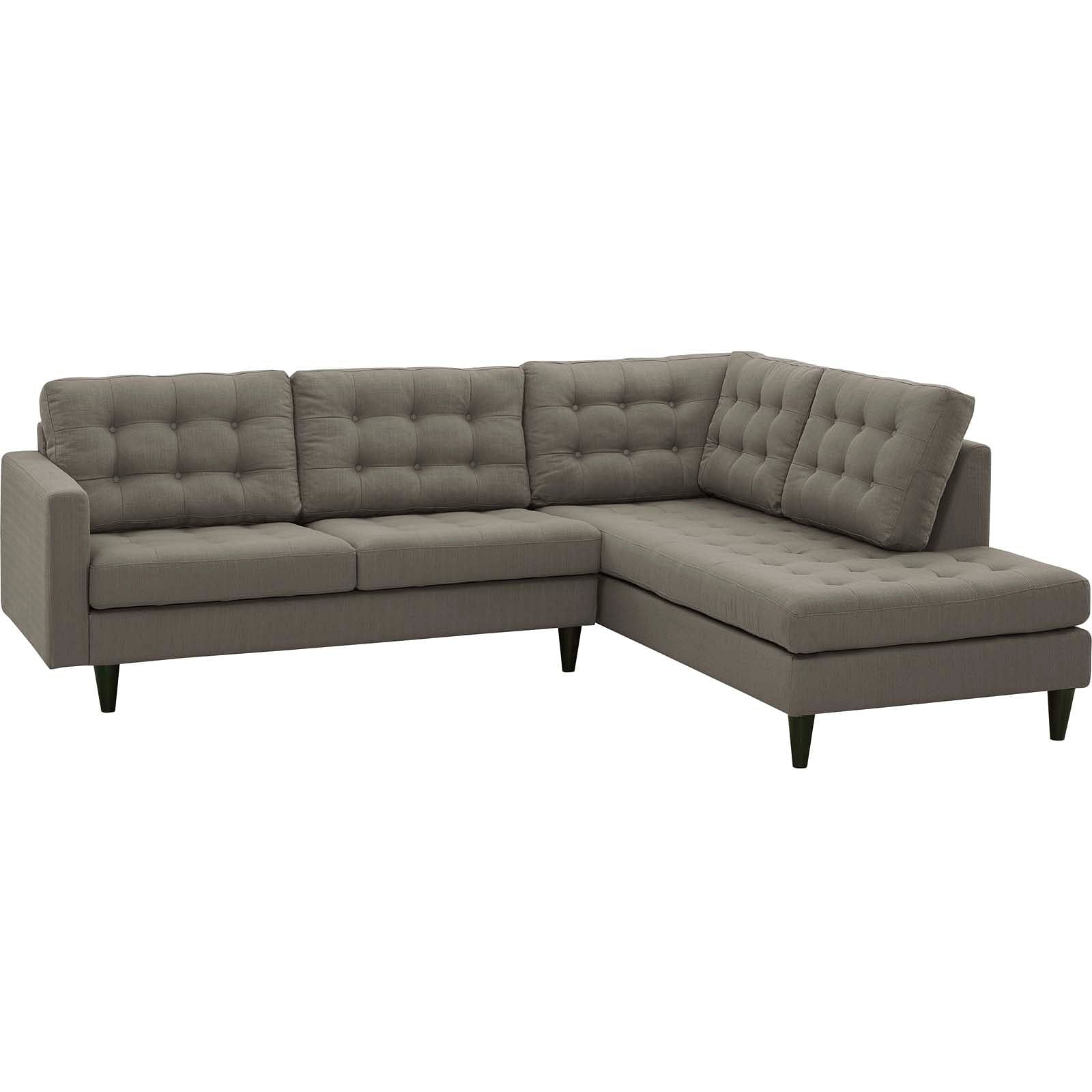 Empress 2 Piece Upholstered Fabric Right Facing Bumper Sectional