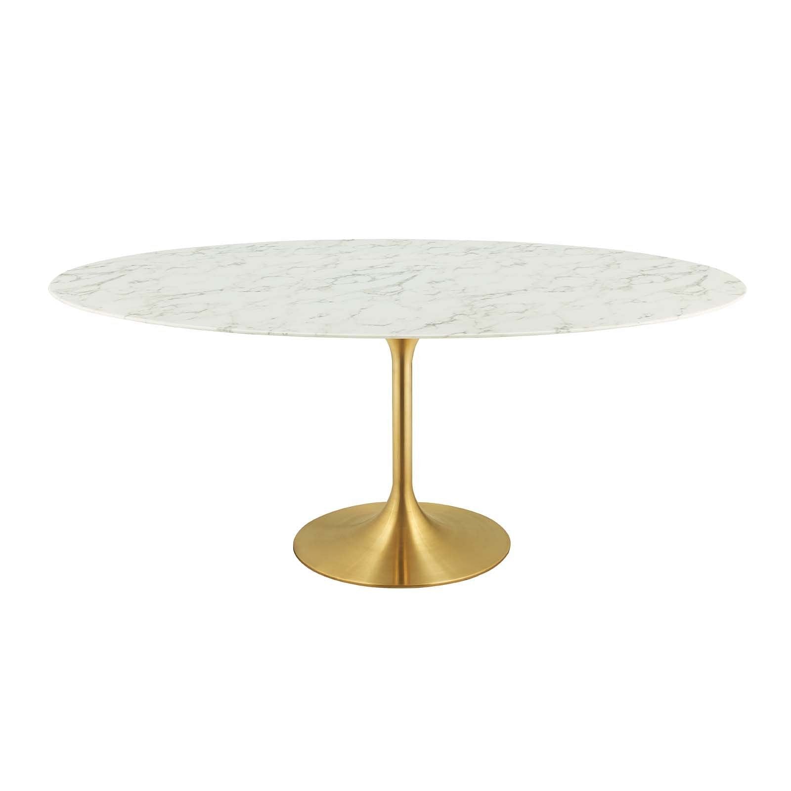 Lippa 78" Oval Artificial Marble Dining Table