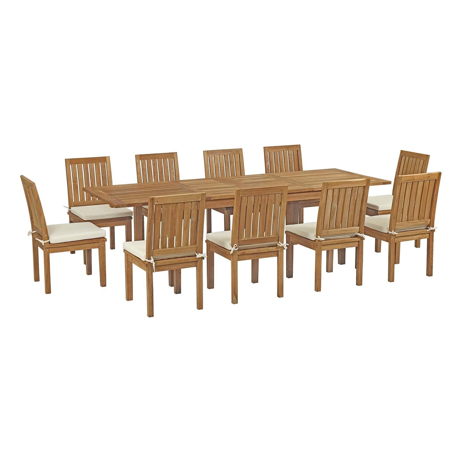 Marina 11 Piece Outdoor Patio Teak Dining Set