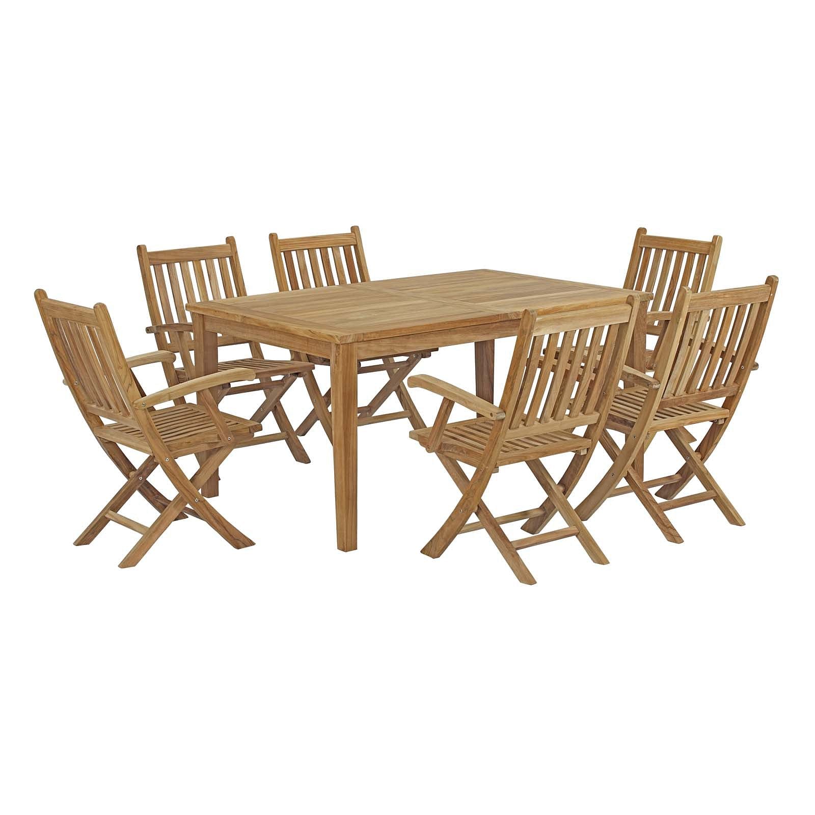 Marina 7 Piece Outdoor Patio Teak Dining Set