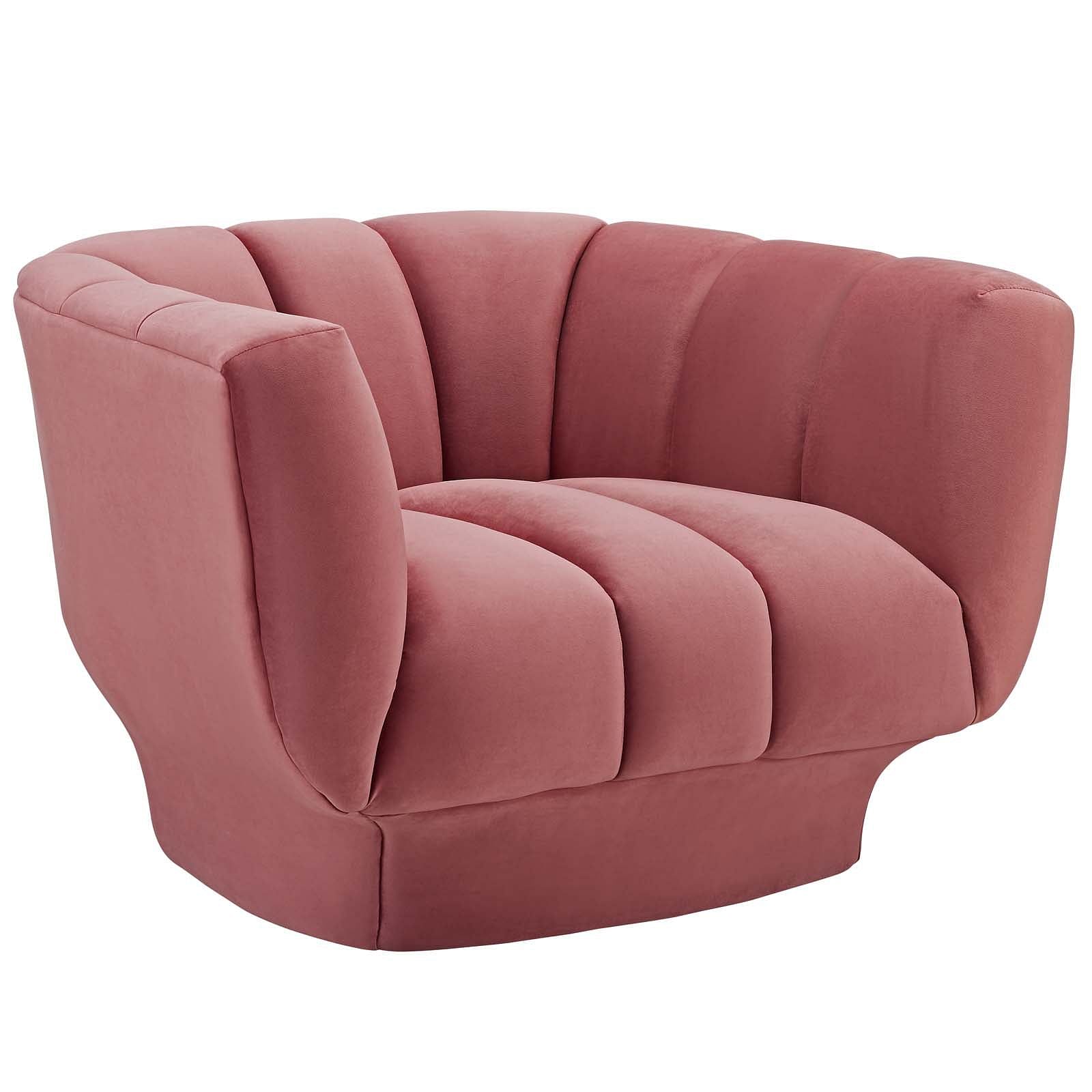 Entertain Vertical Channel Tufted Performance Velvet Armchair