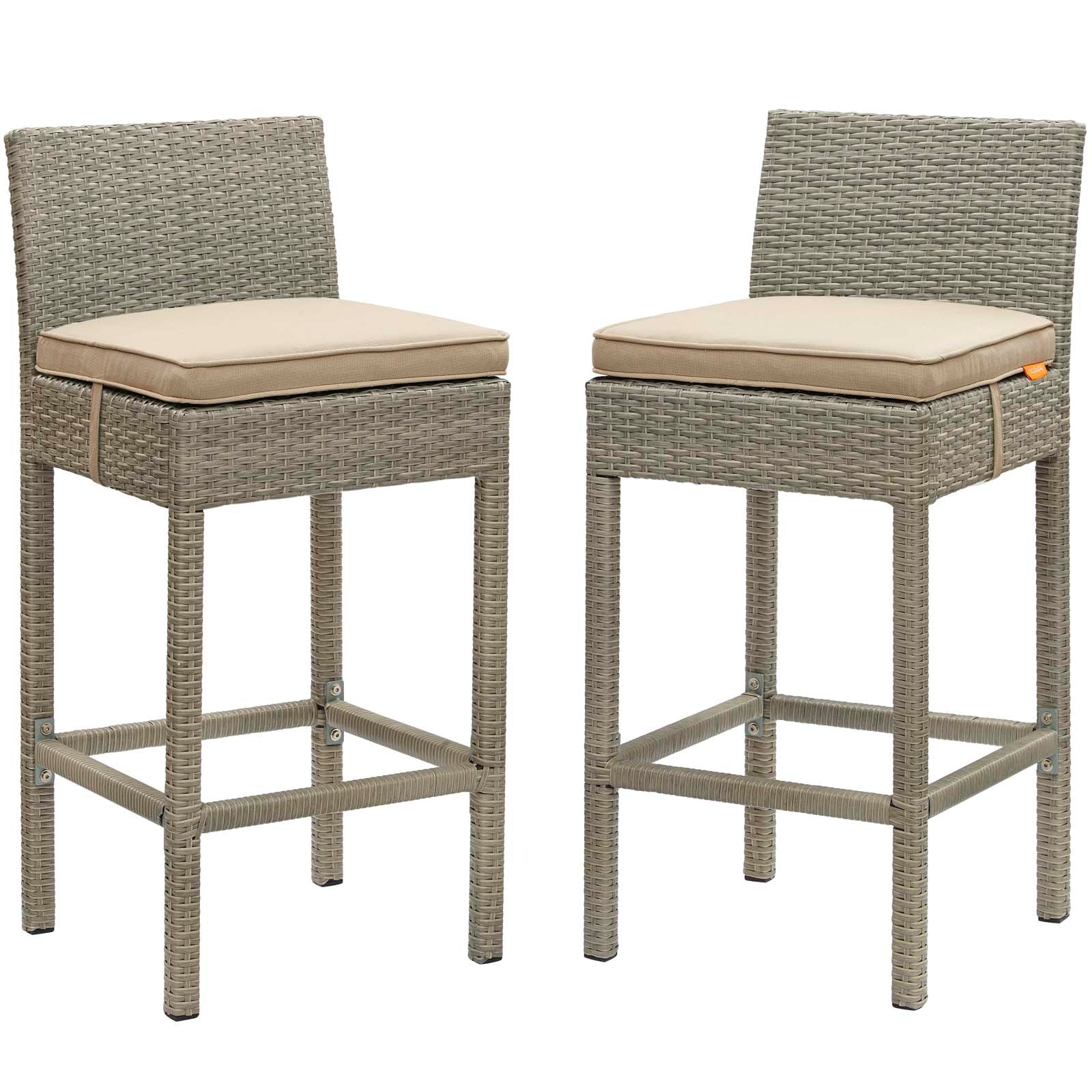 Conduit Bar Stool Outdoor Patio Wicker Rattan Set of 2