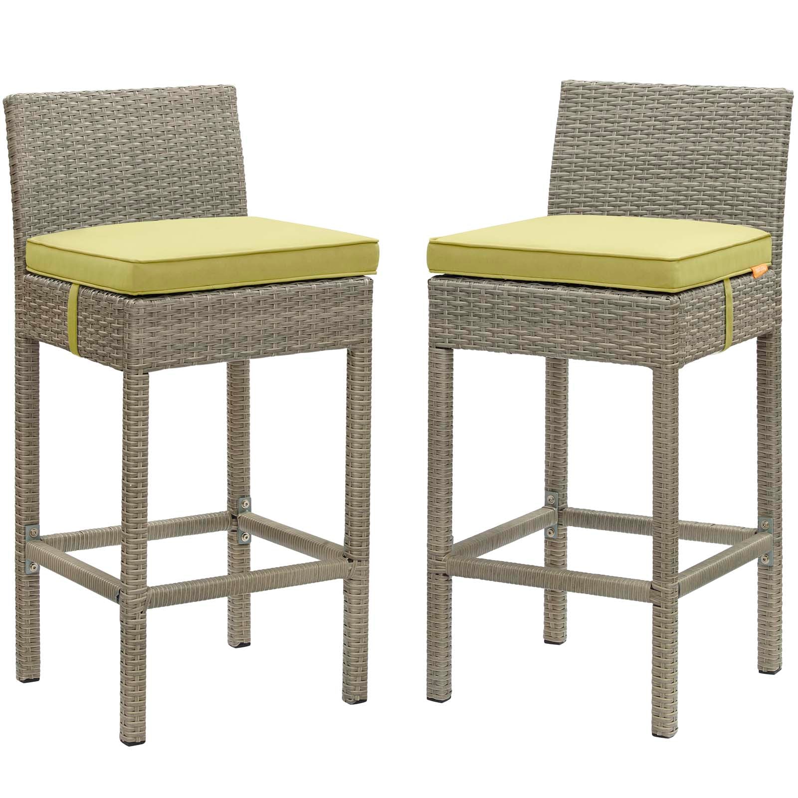 Conduit Bar Stool Outdoor Patio Wicker Rattan Set of 2