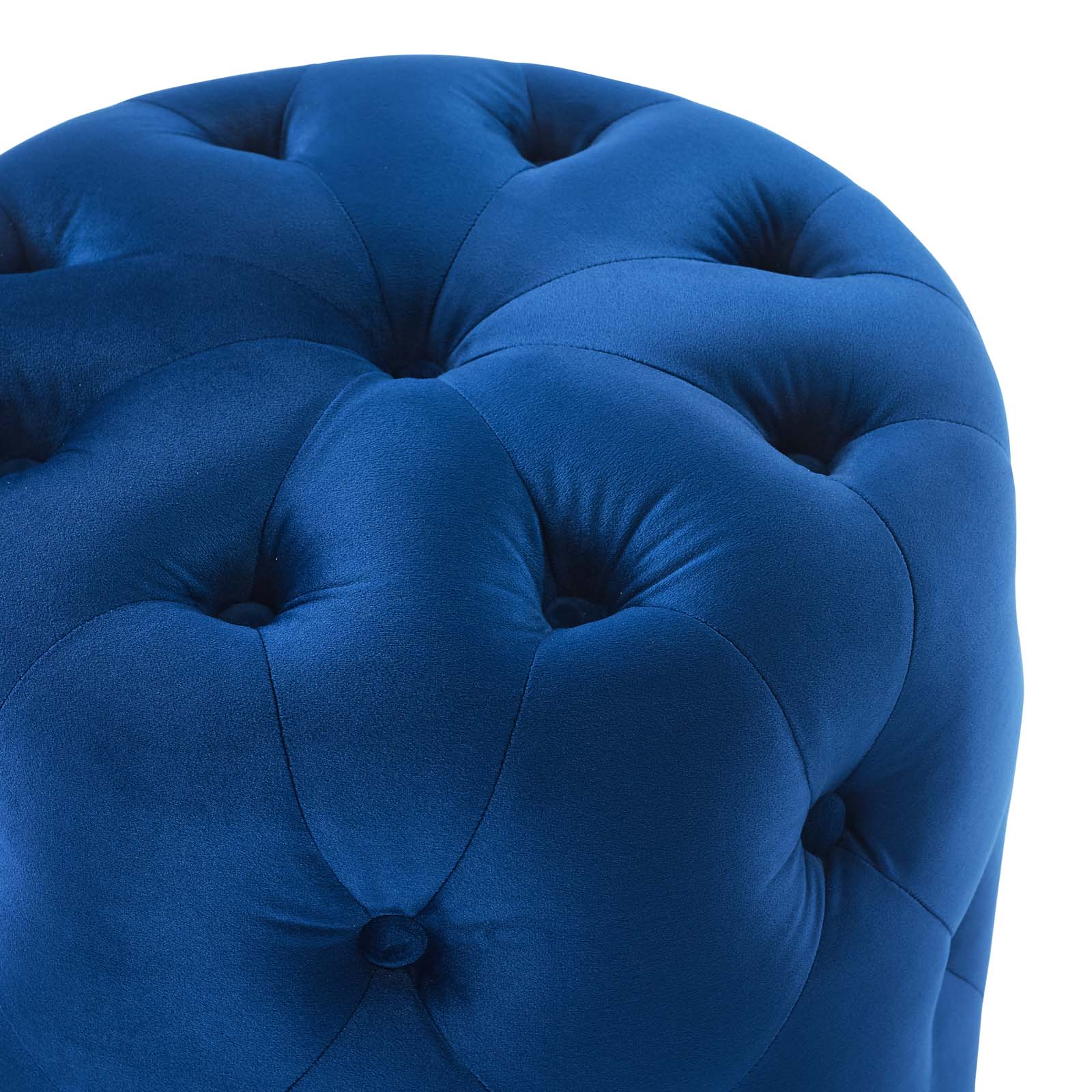 Amour Tufted Button Round Performance Velvet Ottoman