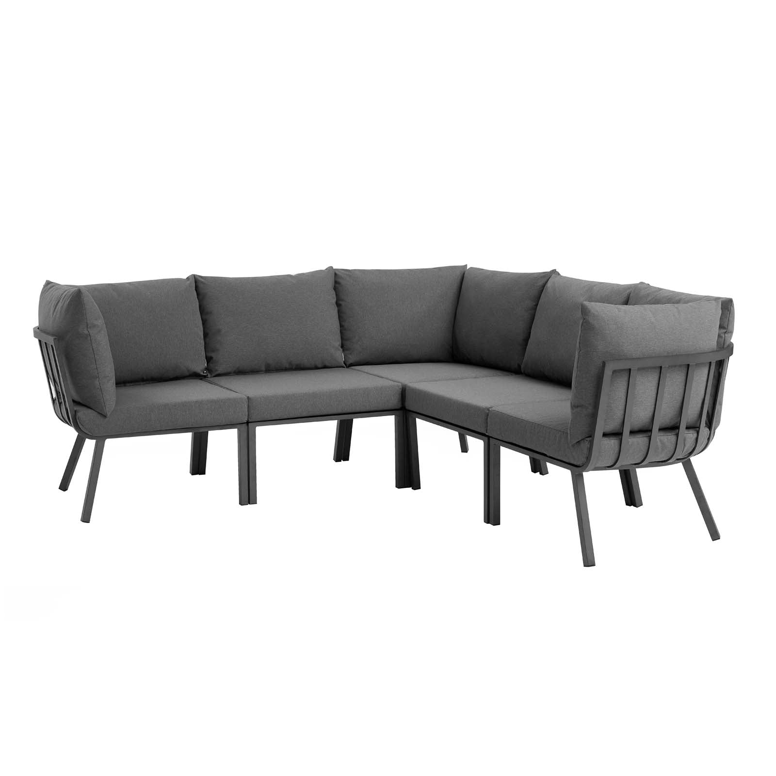 Riverside 5 Piece Outdoor Patio Aluminum Sectional