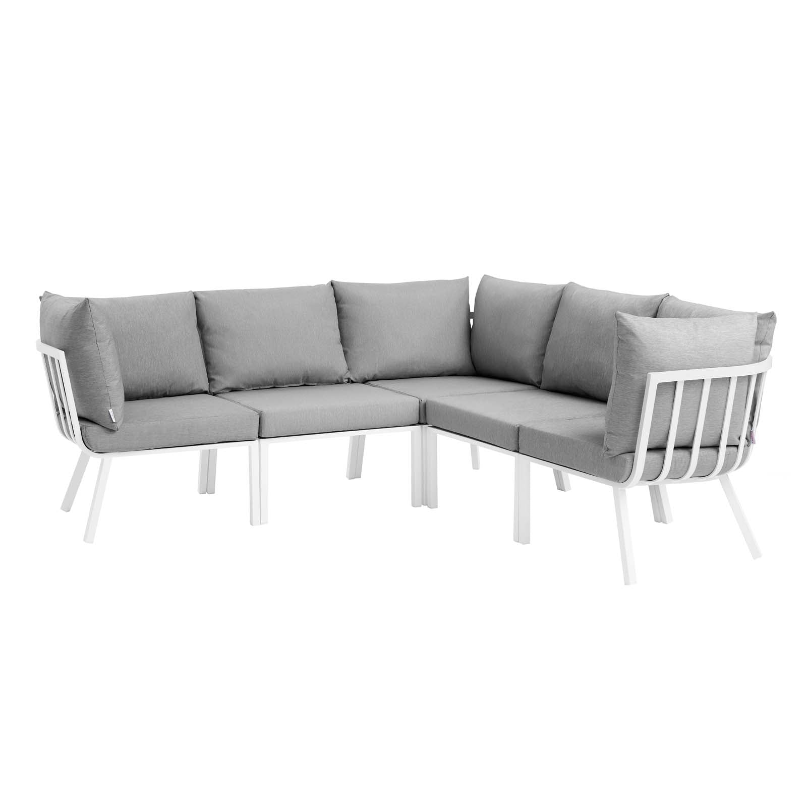 Riverside 5 Piece Outdoor Patio Aluminum Sectional