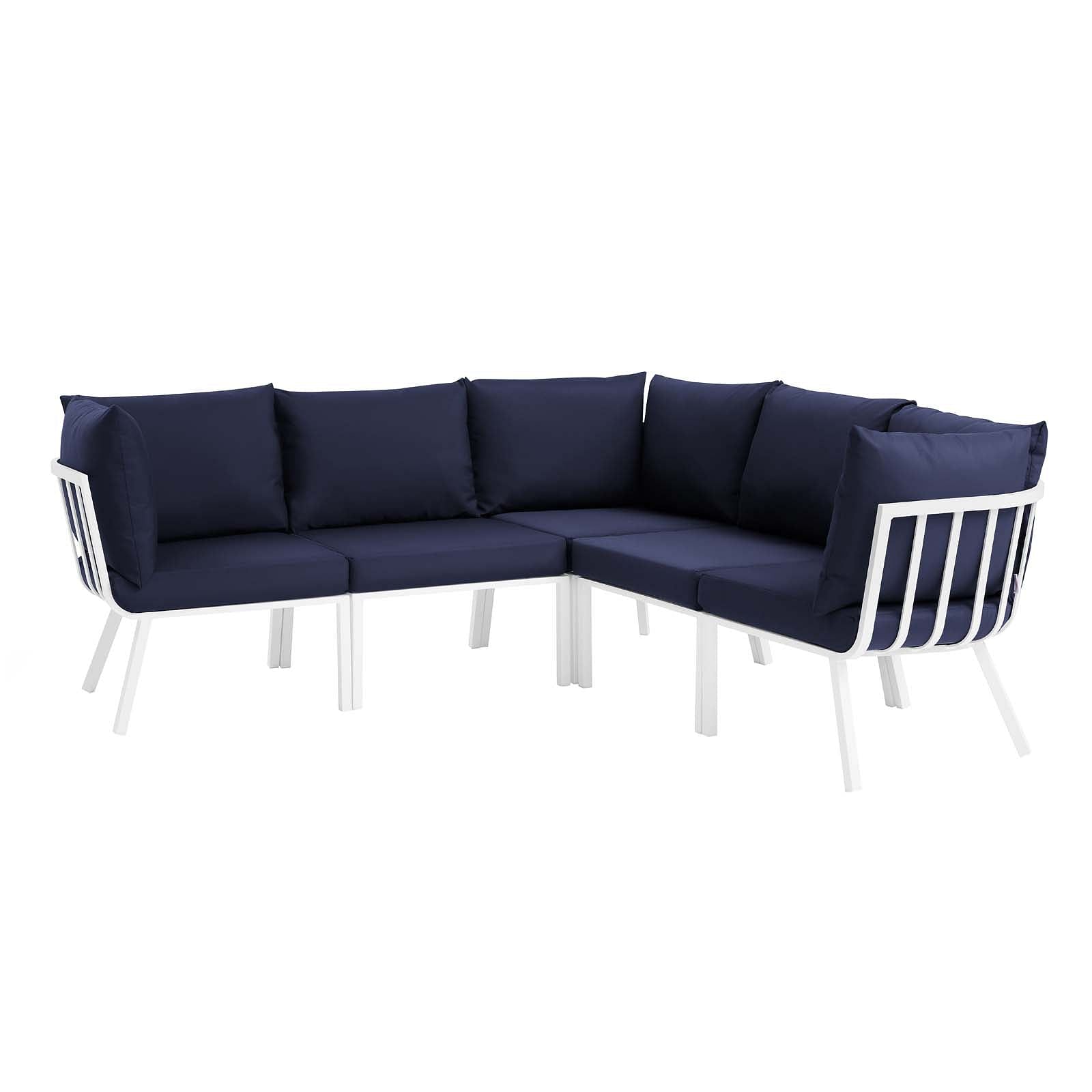 Riverside 5 Piece Outdoor Patio Aluminum Sectional