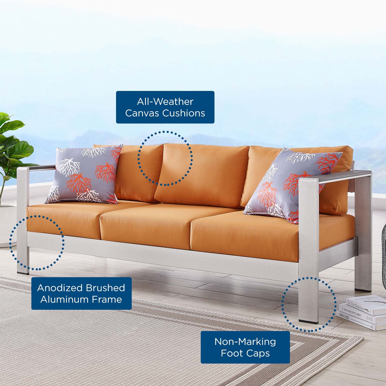 Shore Outdoor Patio Aluminum Sofa