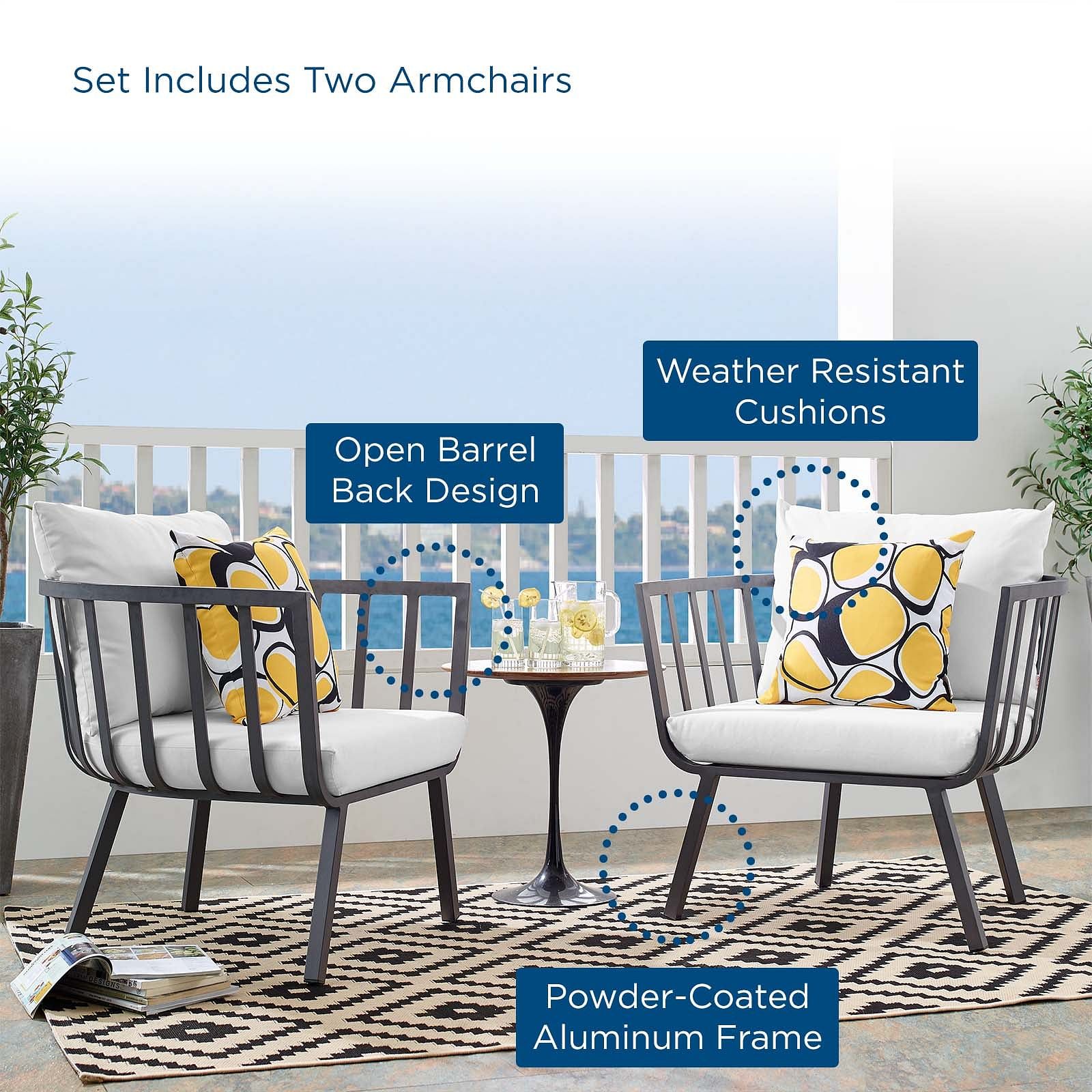 Riverside Outdoor Patio Aluminum Armchair Set of 2