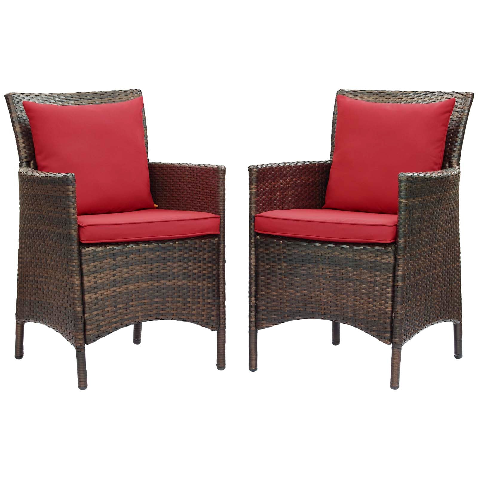 Conduit Outdoor Patio Wicker Rattan Dining Armchair Set of 2