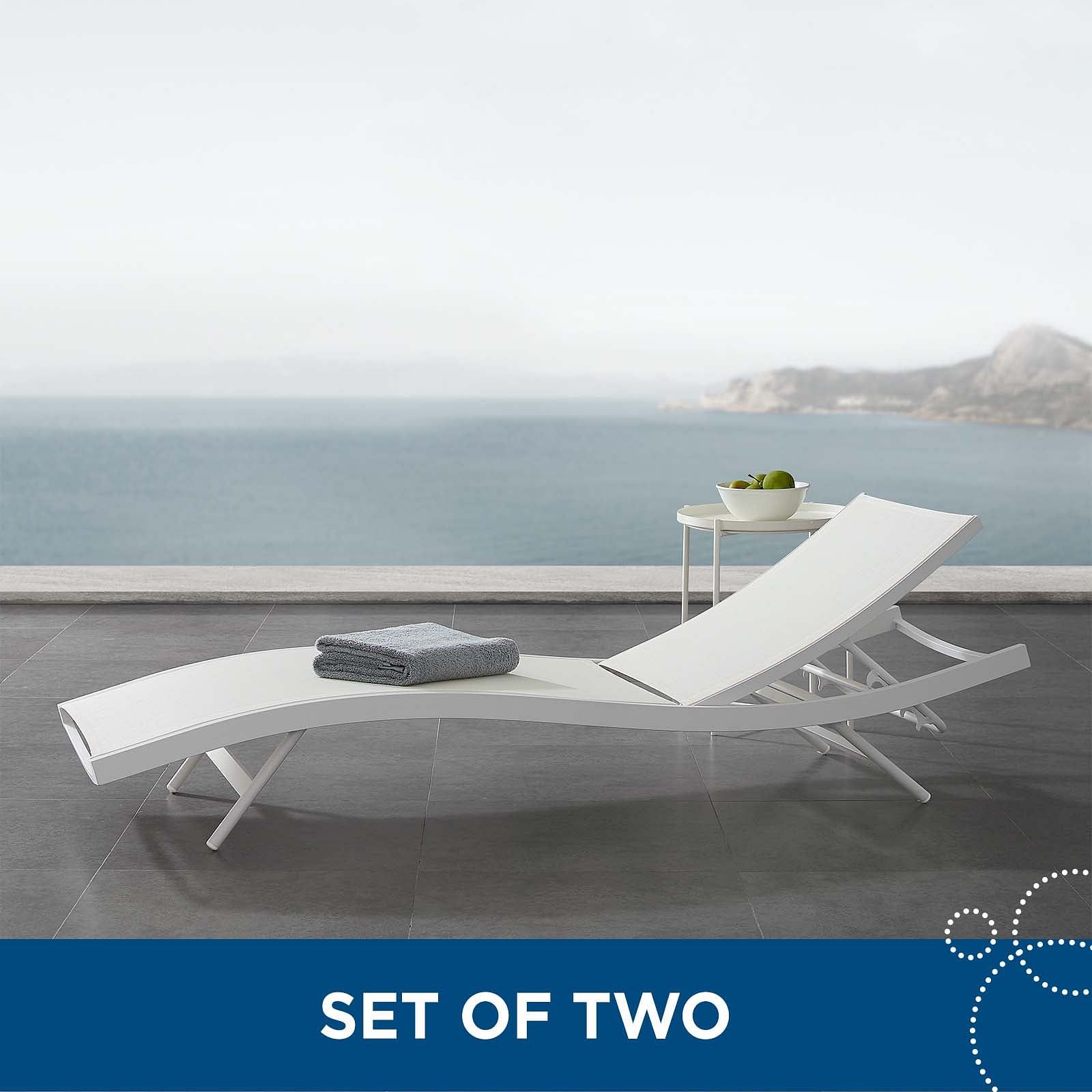 Glimpse Outdoor Patio Mesh Chaise Lounge Set of 2