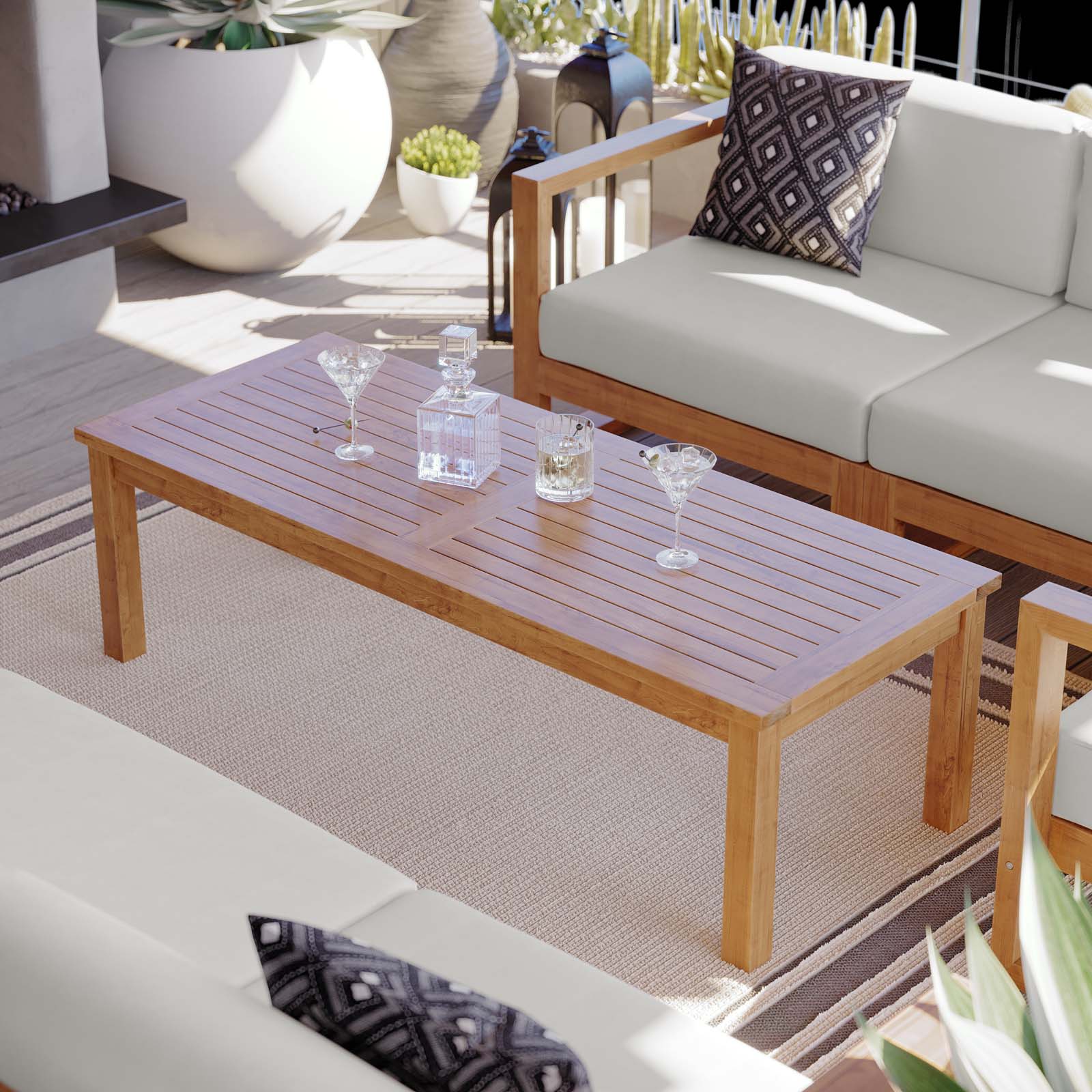 Upland Outdoor Patio Teak Wood Coffee Table