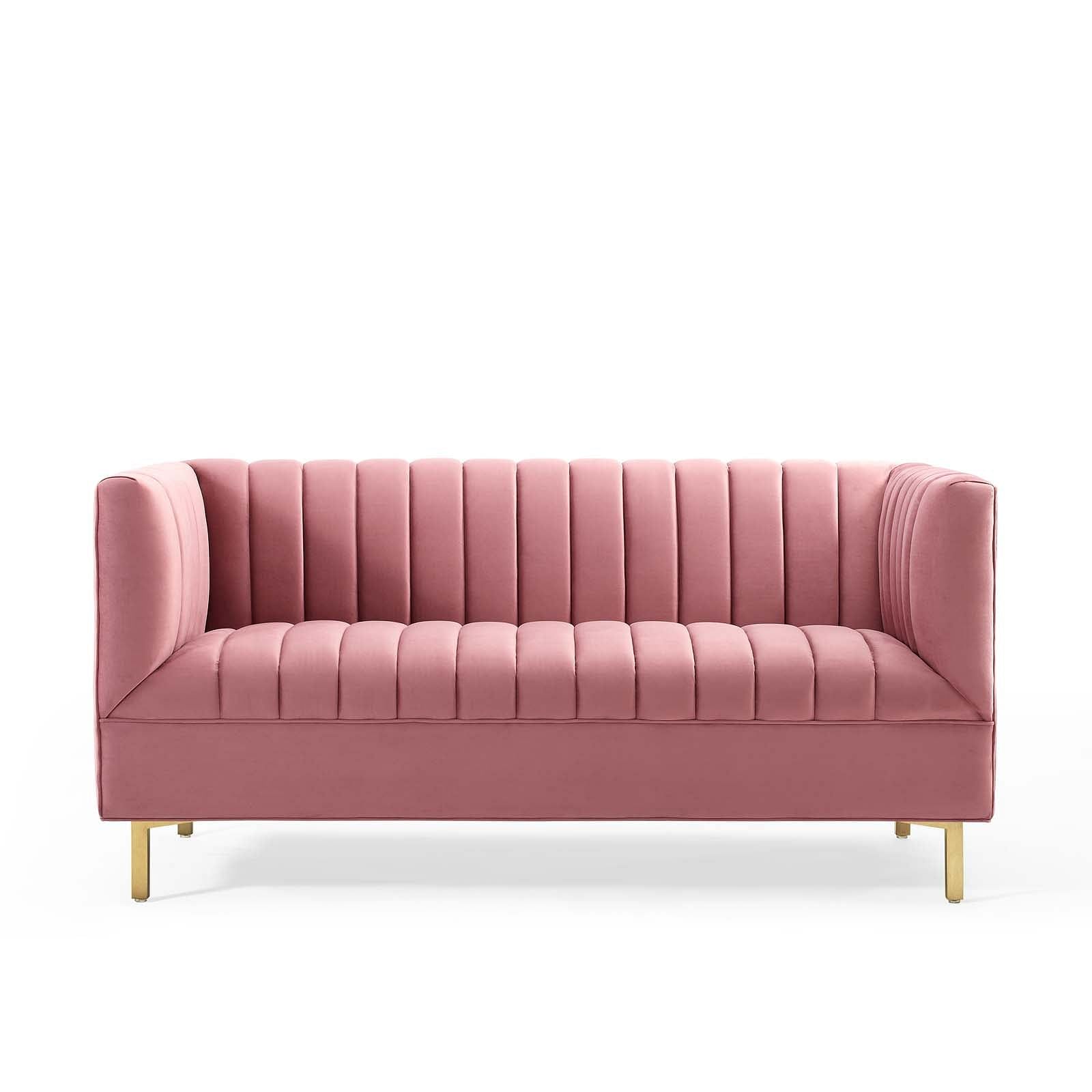 Shift Channel Tufted Performance Velvet Loveseat