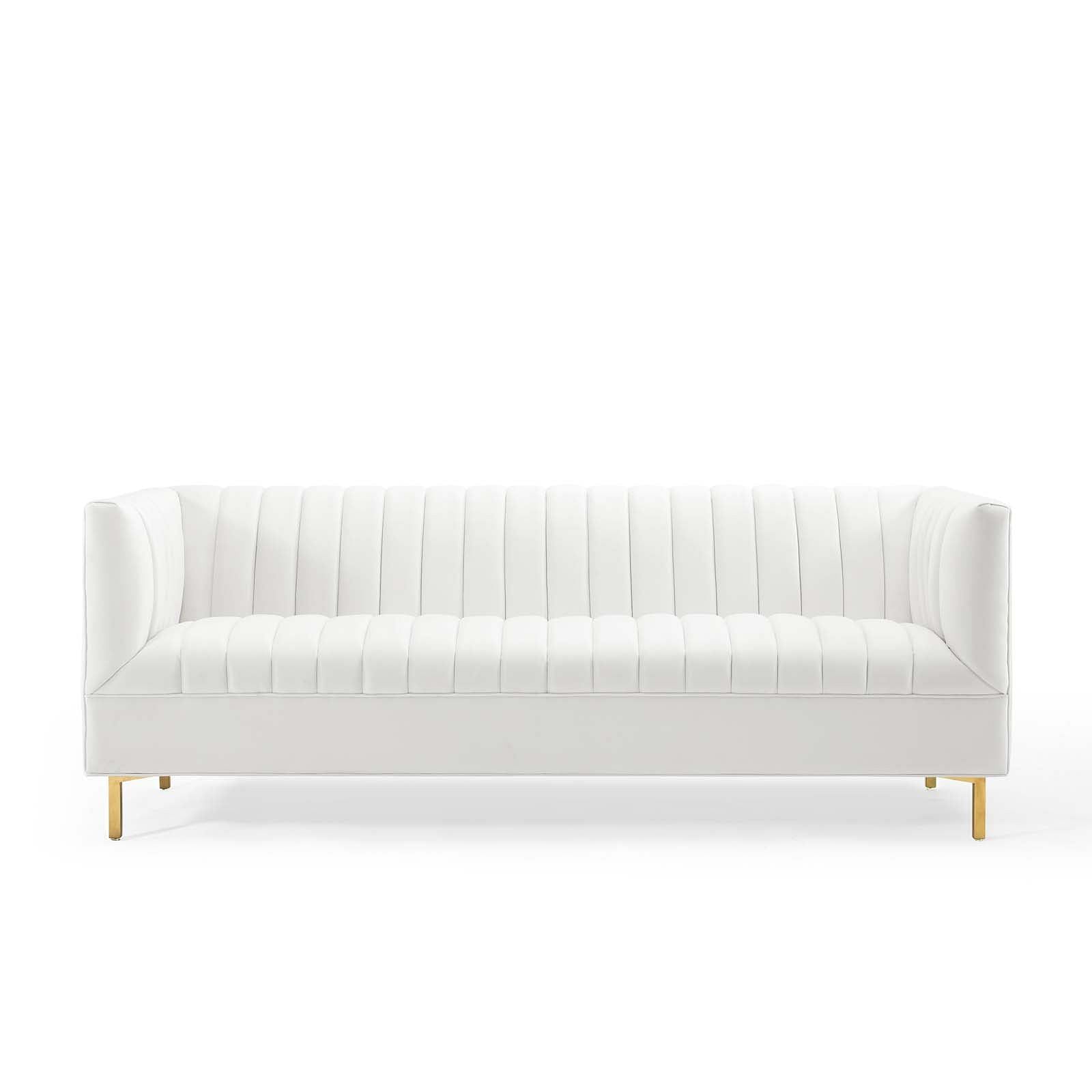 Shift Channel Tufted Performance Velvet Sofa