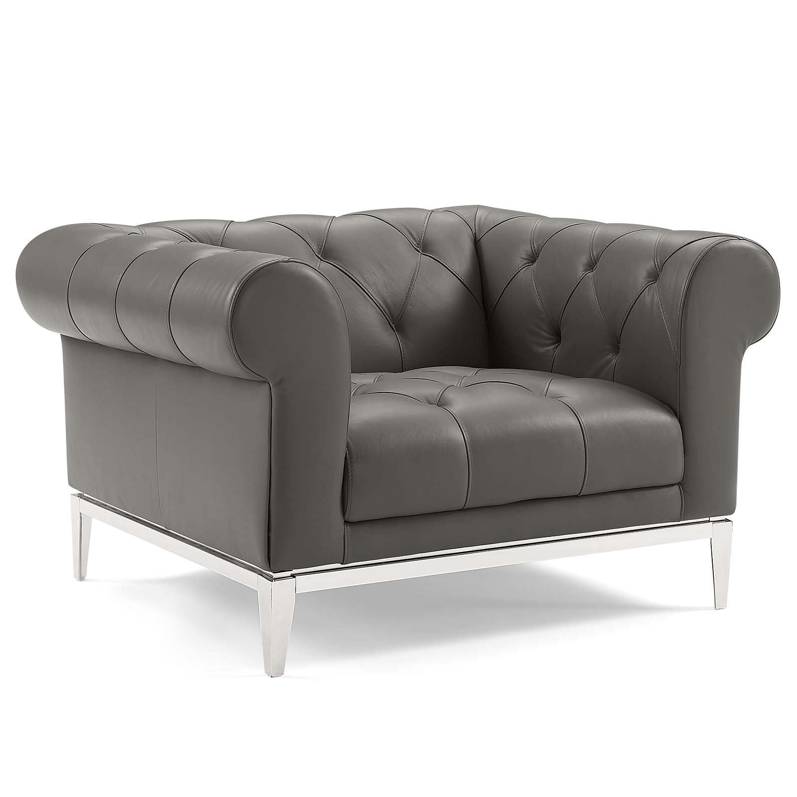 Idyll Tufted Upholstered Leather 3 Piece Set