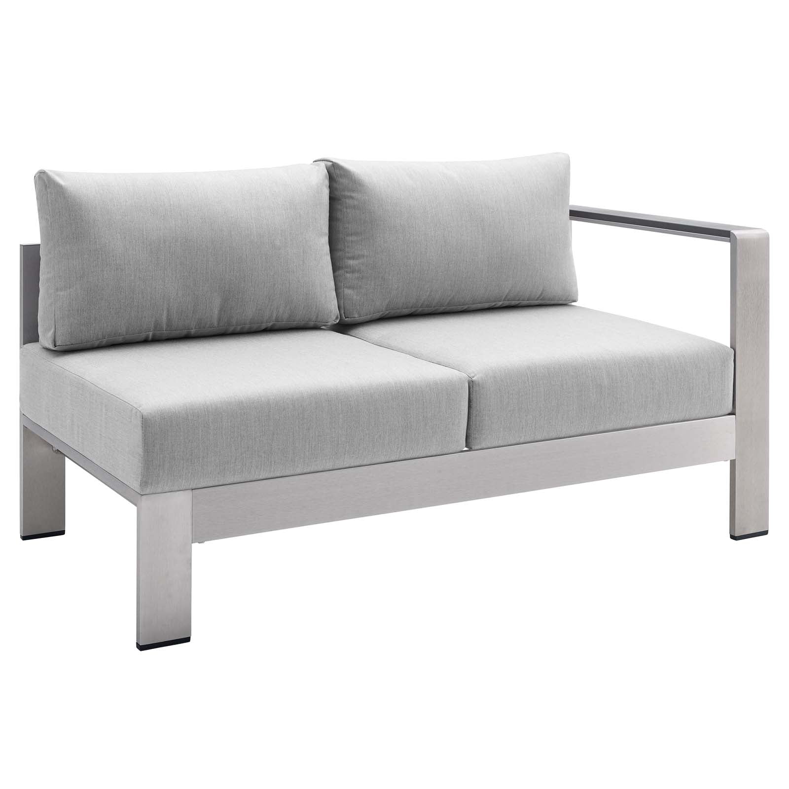 Shore Sunbrella® Fabric Aluminum Outdoor Patio Right-Arm Loveseat