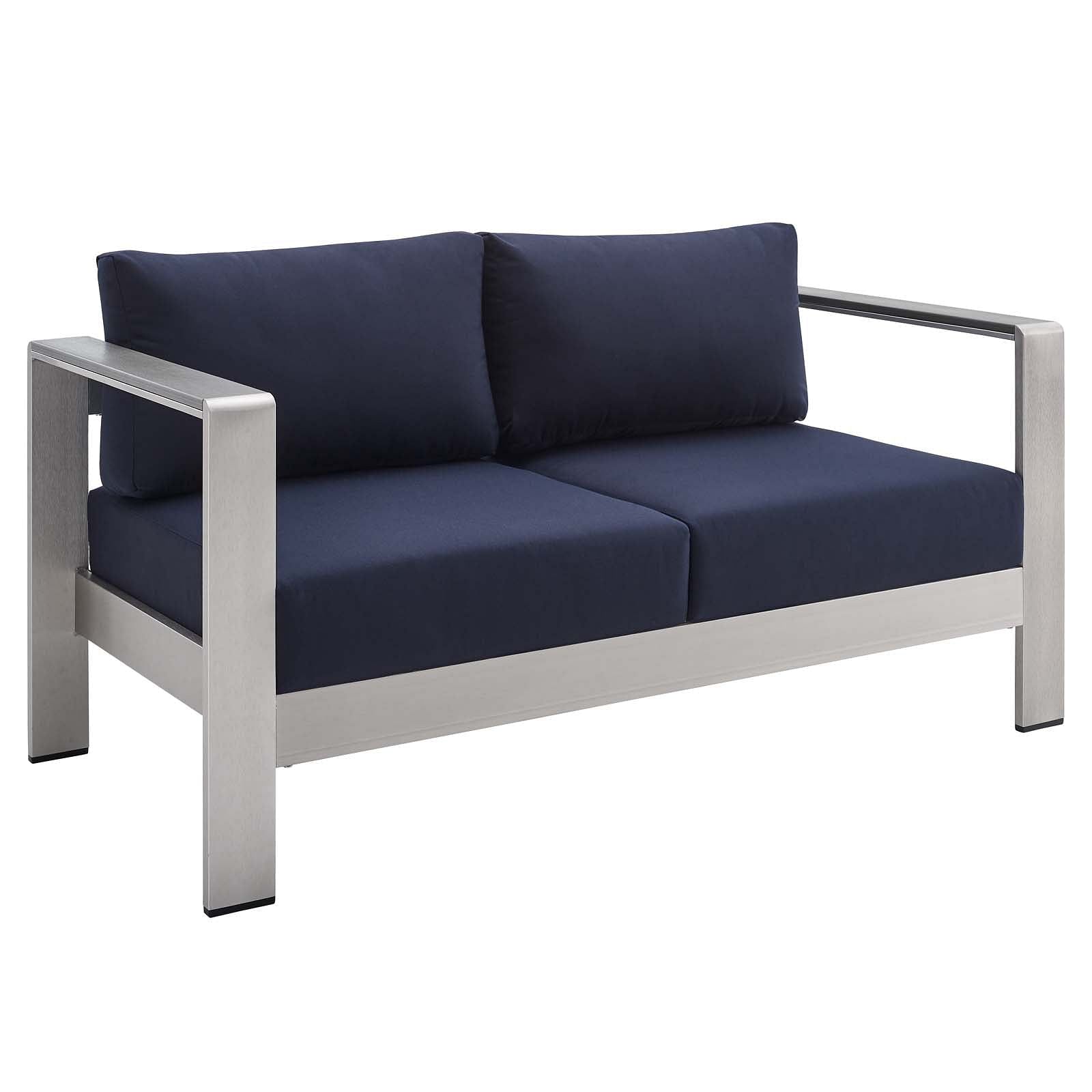 Shore Sunbrella® Fabric Aluminum Outdoor Patio Loveseat