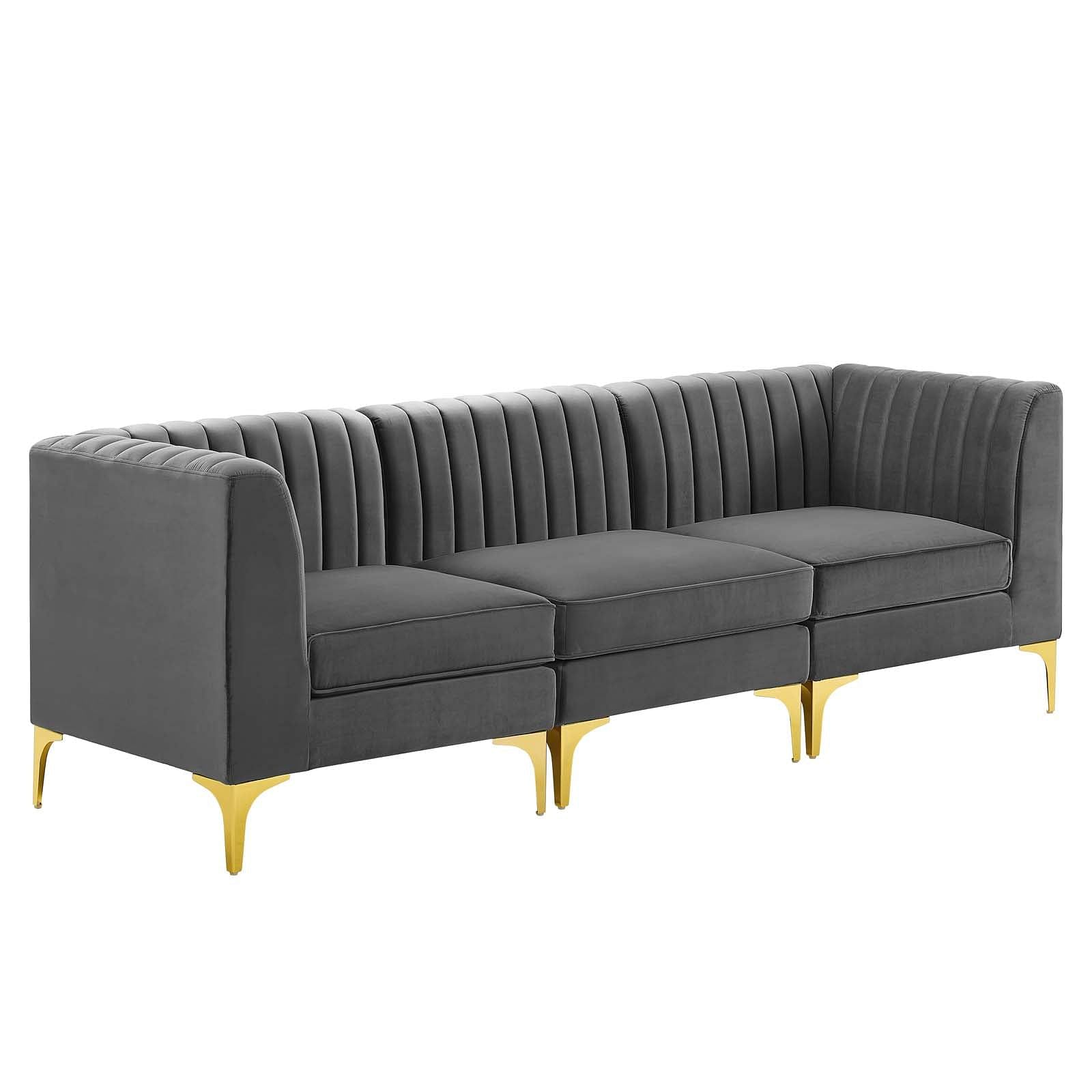 Triumph Channel Tufted Performance Velvet 	3-Seater Sofa