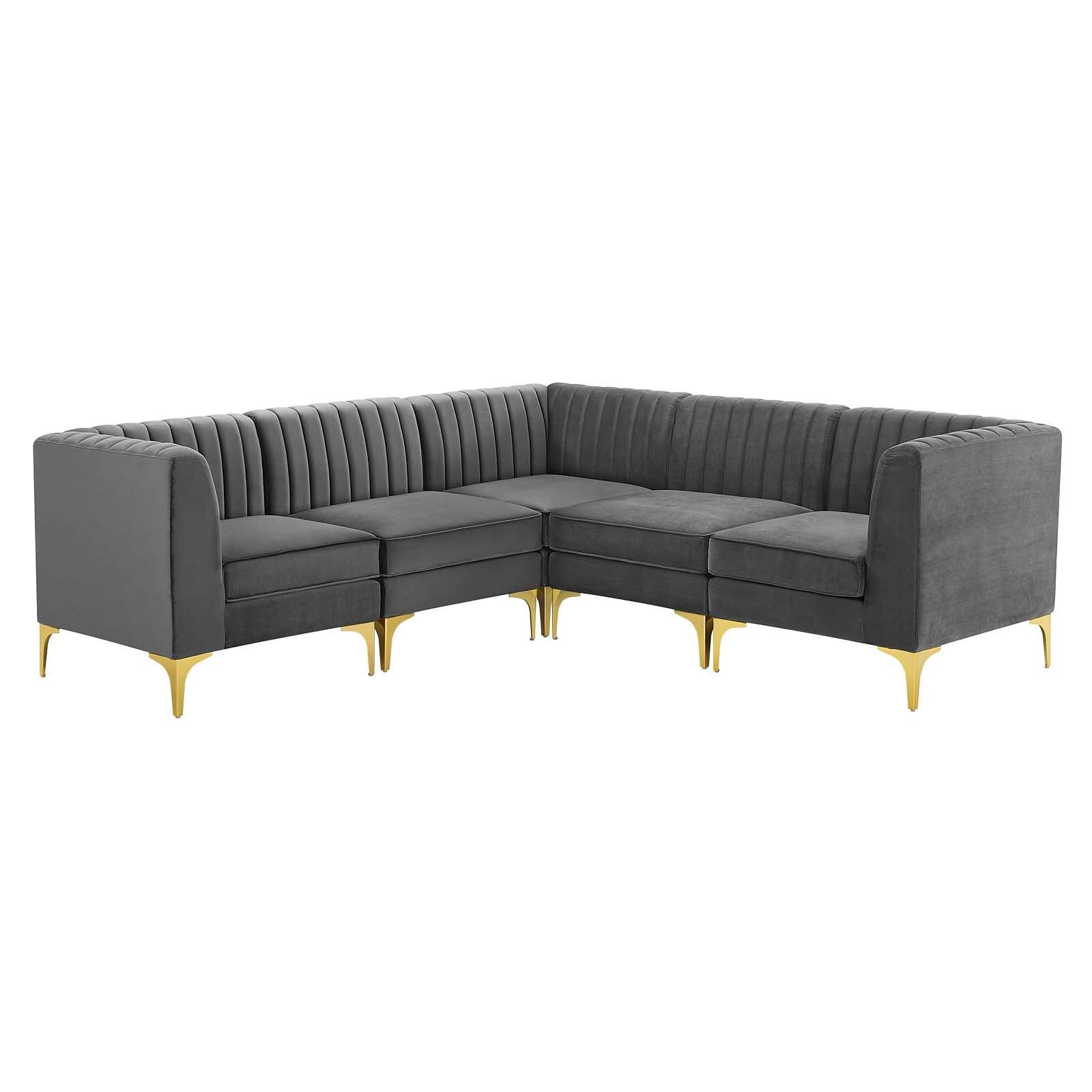 Triumph Channel Tufted Performance Velvet 5-Piece Sectional Sofa