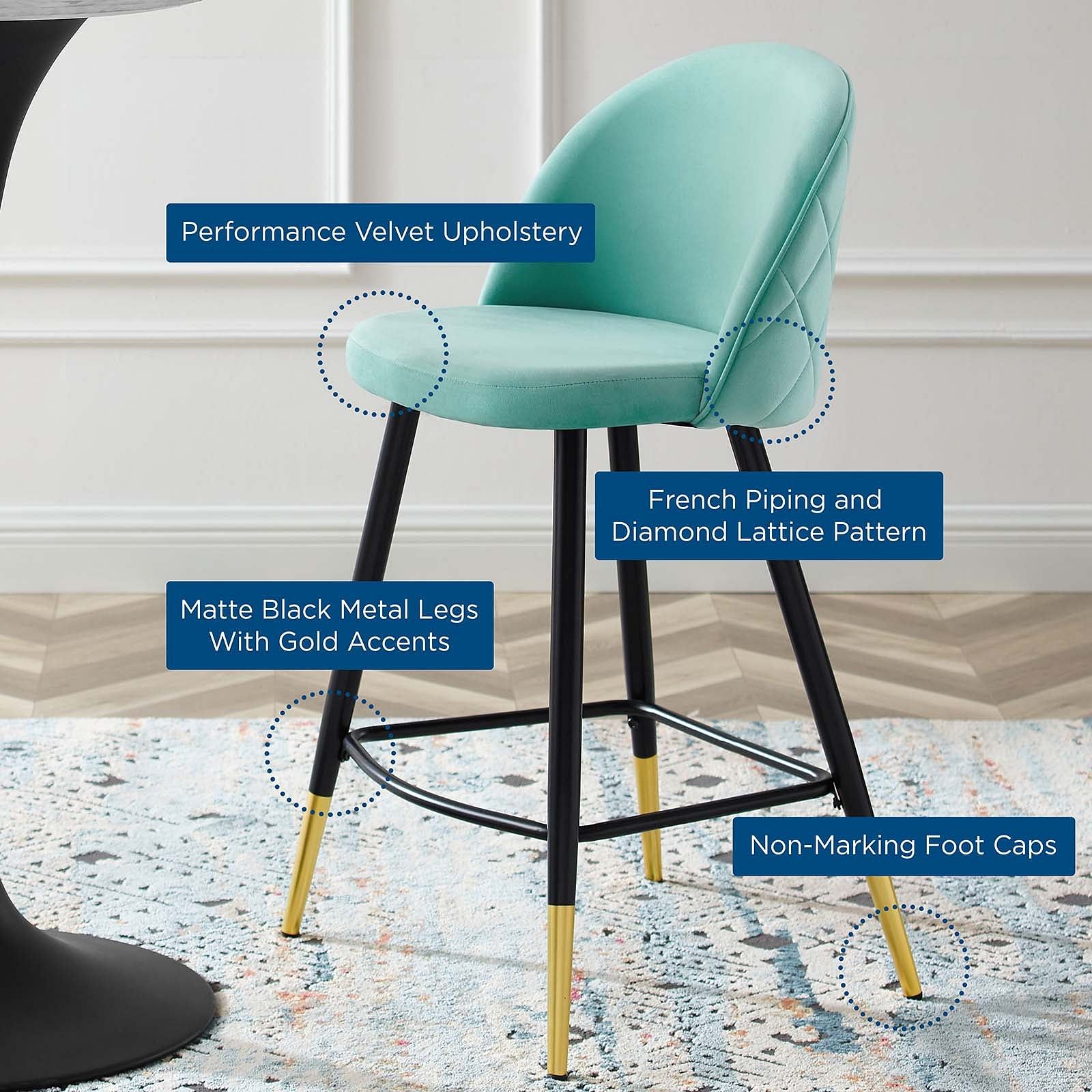 Cordial Performance Velvet Counter Stools - Set of 2