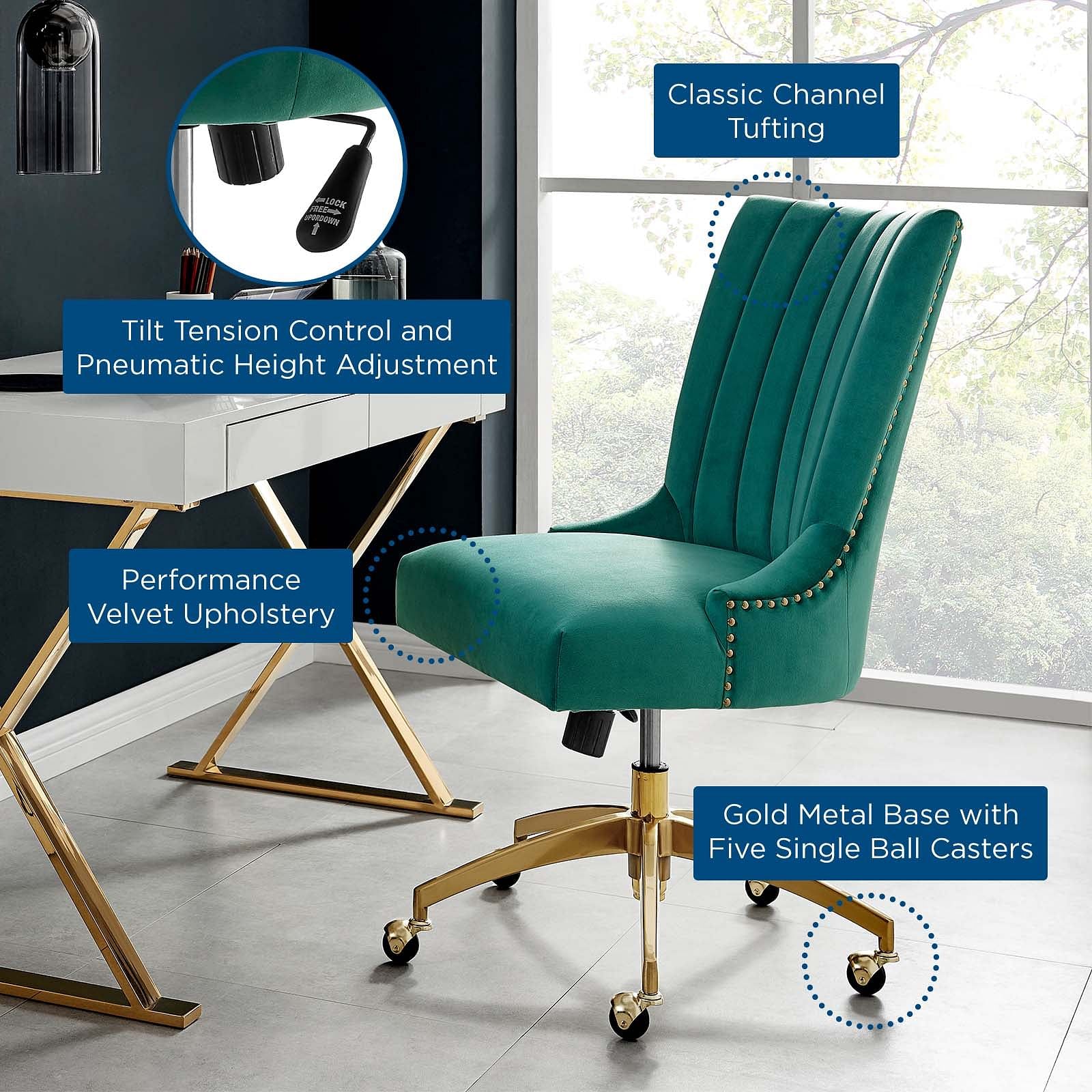 Empower Channel Tufted Performance Velvet Office Chair