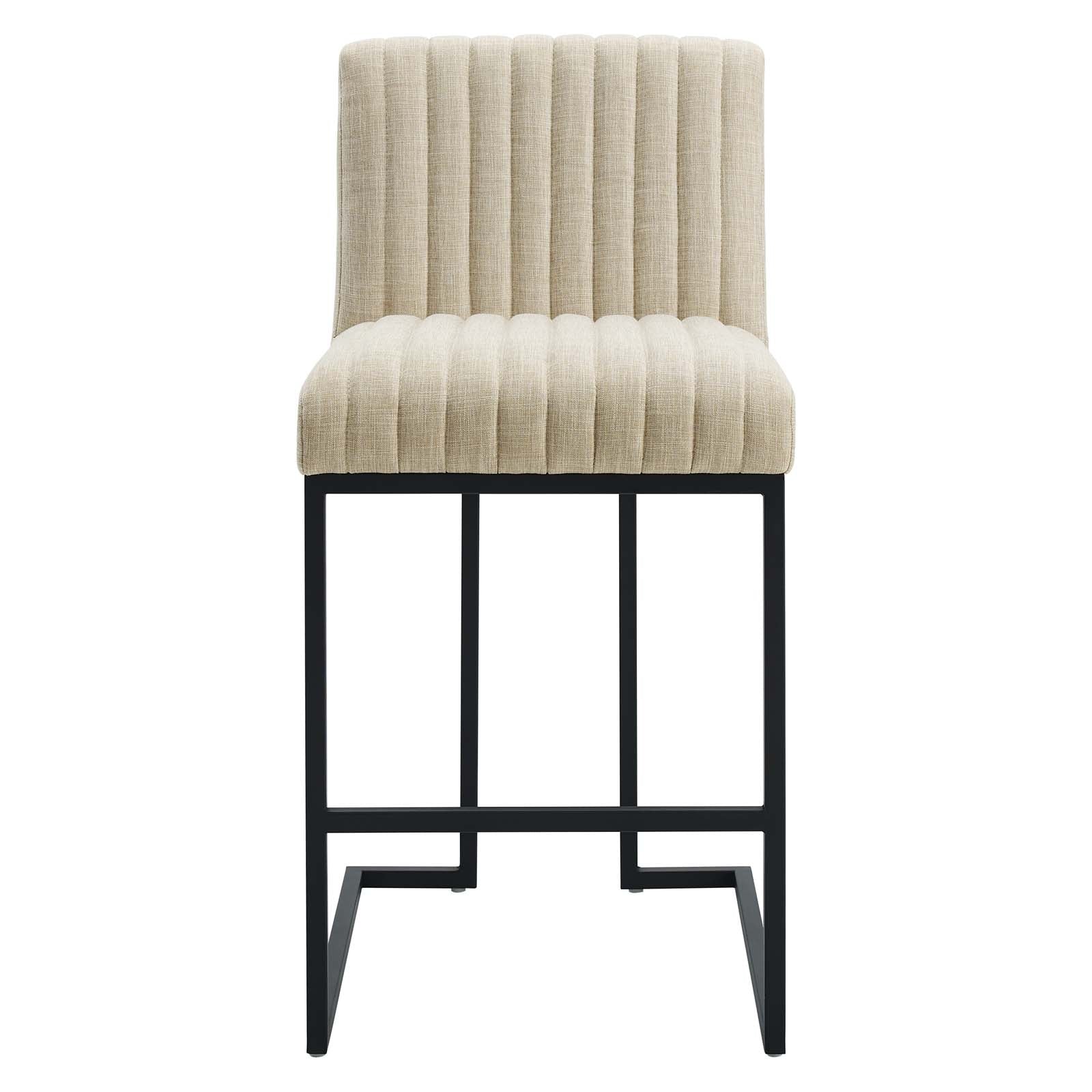 Indulge Channel Tufted Fabric Counter Stool