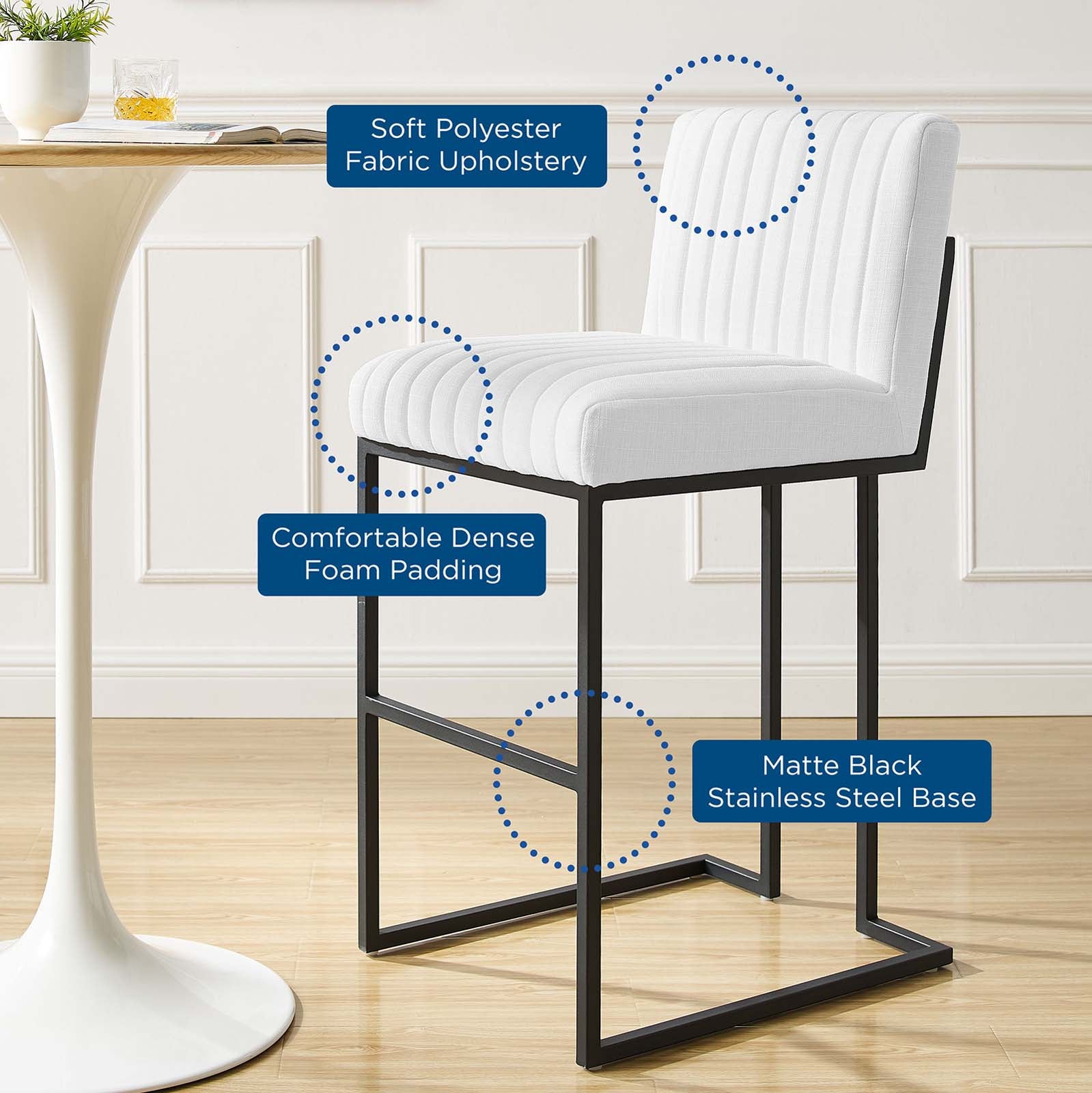 Indulge Channel Tufted Fabric Bar Stool