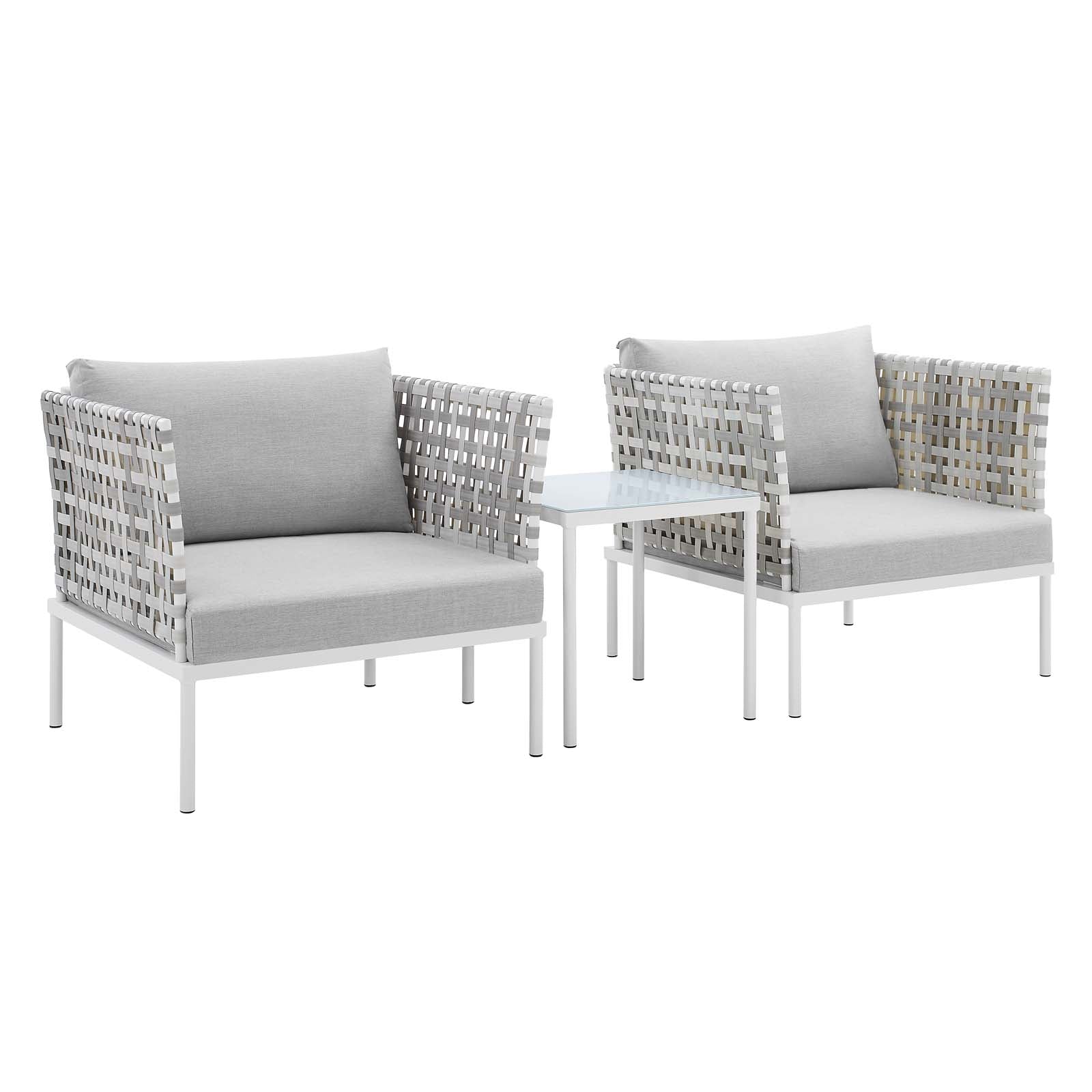 Harmony 3-Piece  Sunbrella® Basket Weave Outdoor Patio Aluminum Seating Set