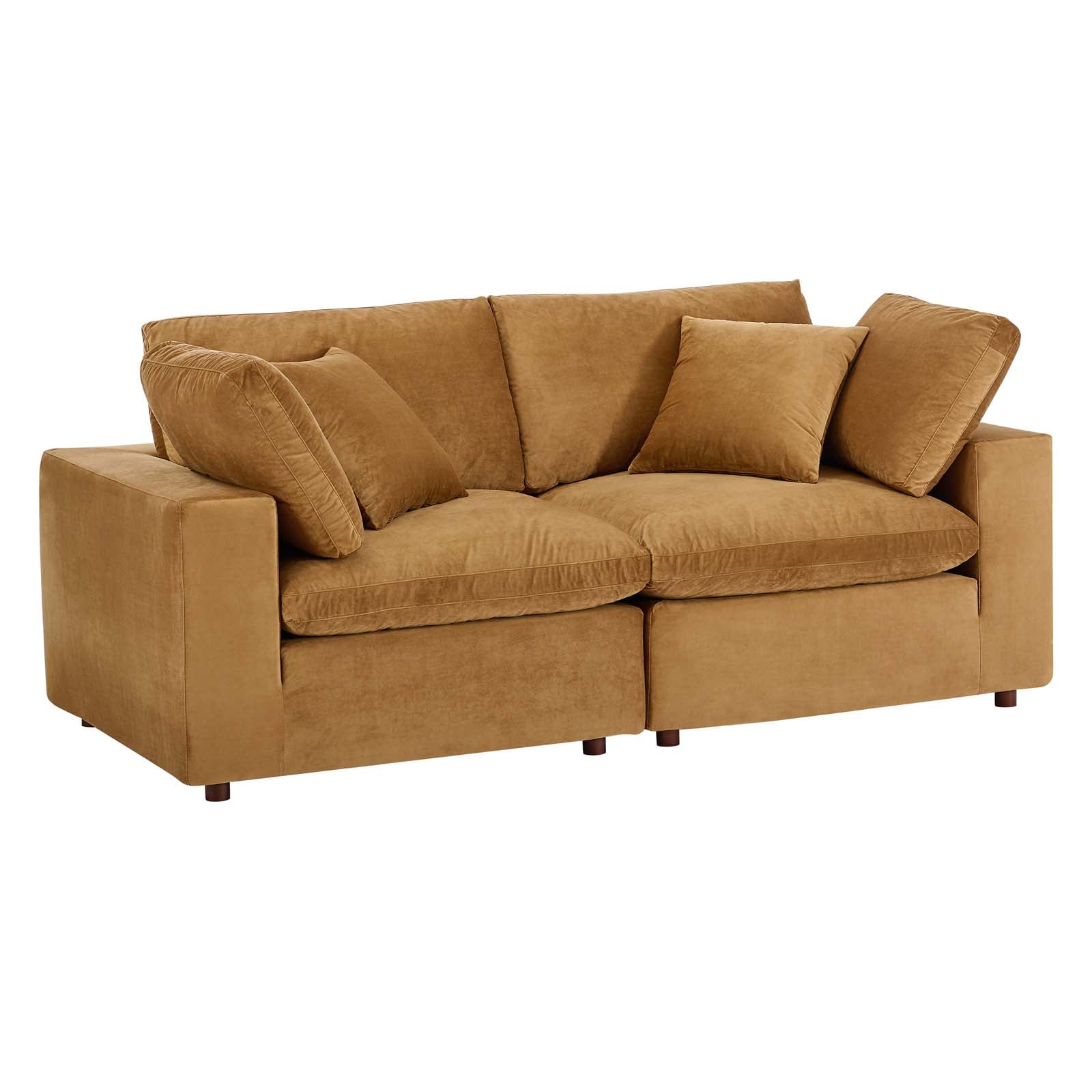 Commix Down Filled Overstuffed Performance Velvet Loveseat