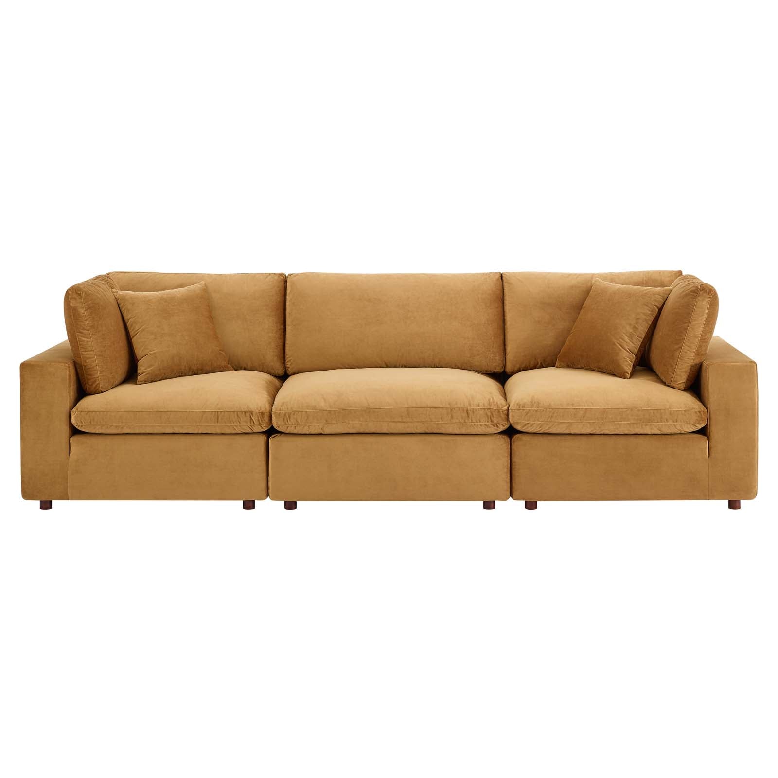 Commix Down Filled Overstuffed Performance Velvet 3-Seater Sofa