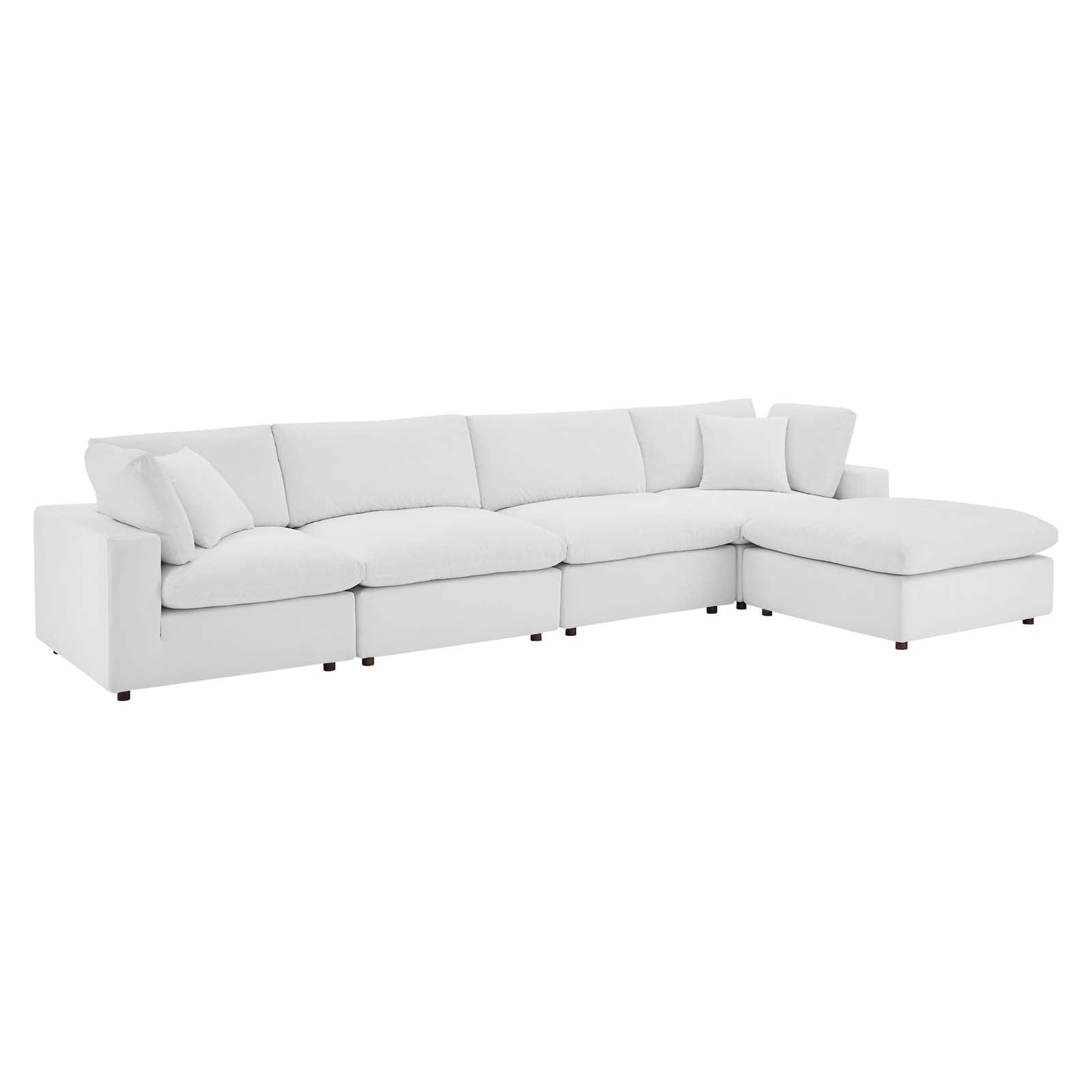 Commix Down Filled Overstuffed Performance Velvet 5-Piece Sectional Sofa