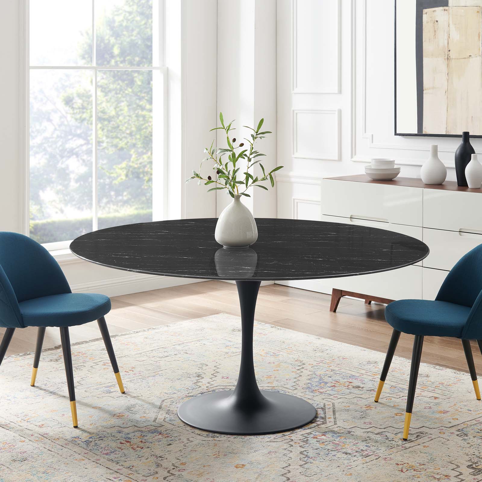 Lippa 60" Artificial Marble Dining Table