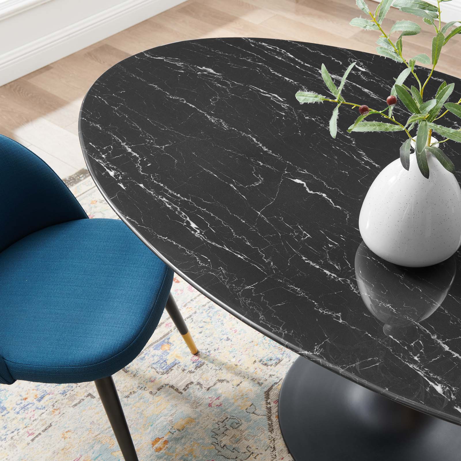 Lippa 60" Artificial Marble Oval Dining Table