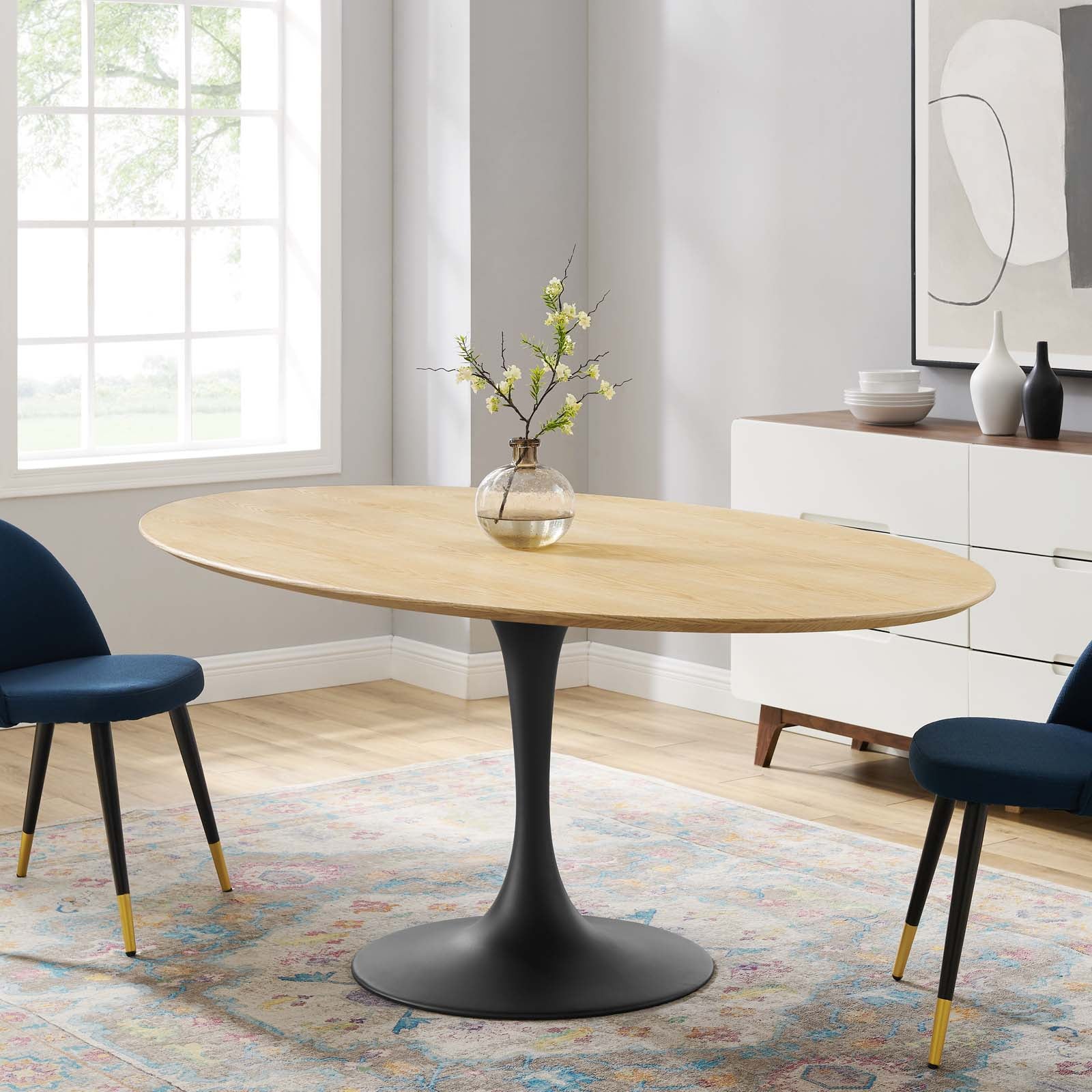 Lippa 78" Wood Oval Dining Table