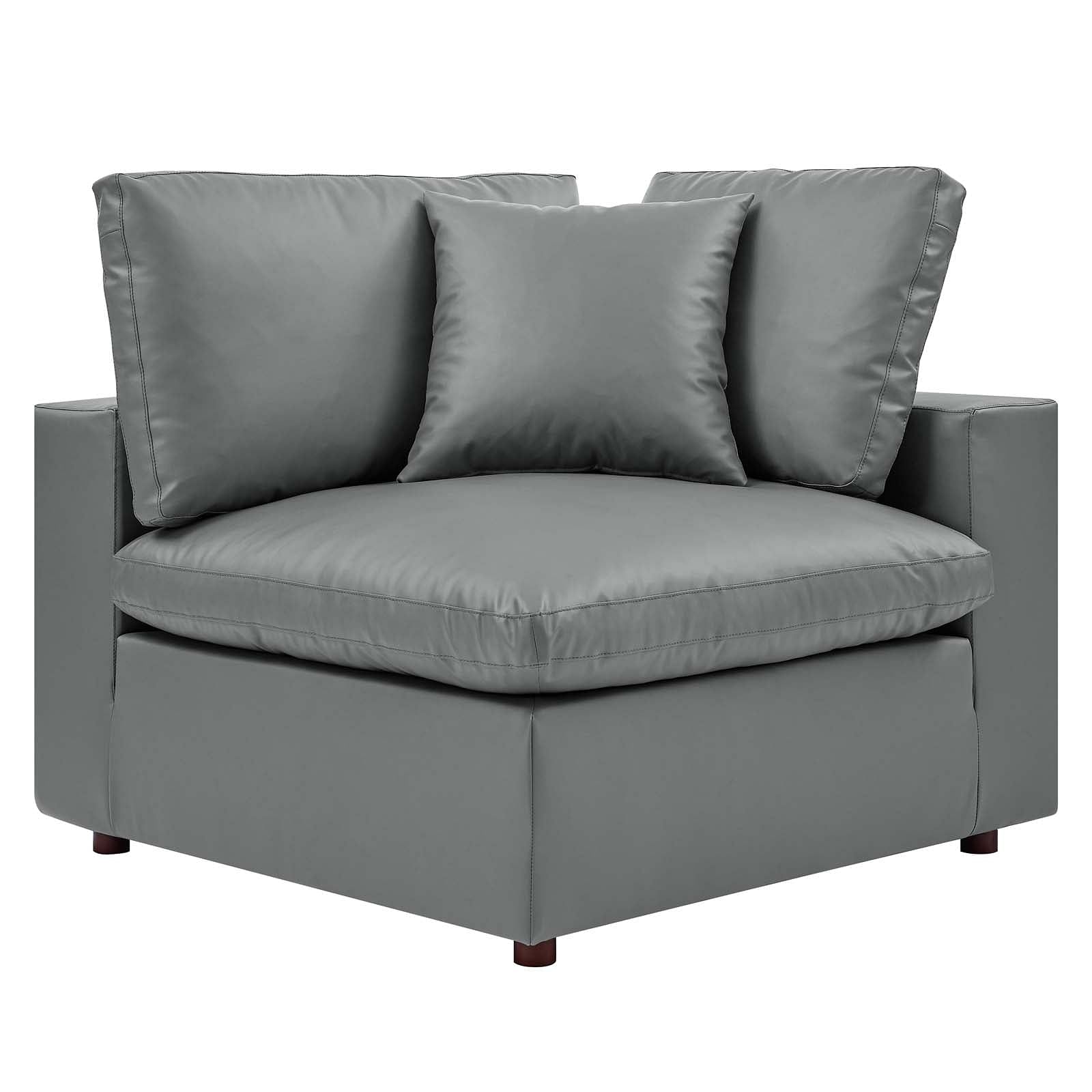 Commix Down Filled Overstuffed Vegan Leather 3-Seater Sofa