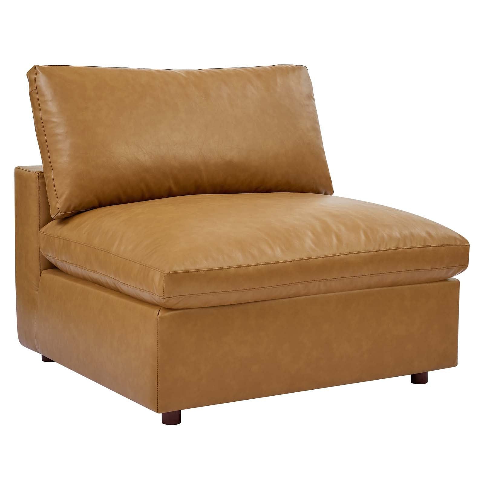 Commix Down Filled Overstuffed Vegan Leather 3-Seater Sofa