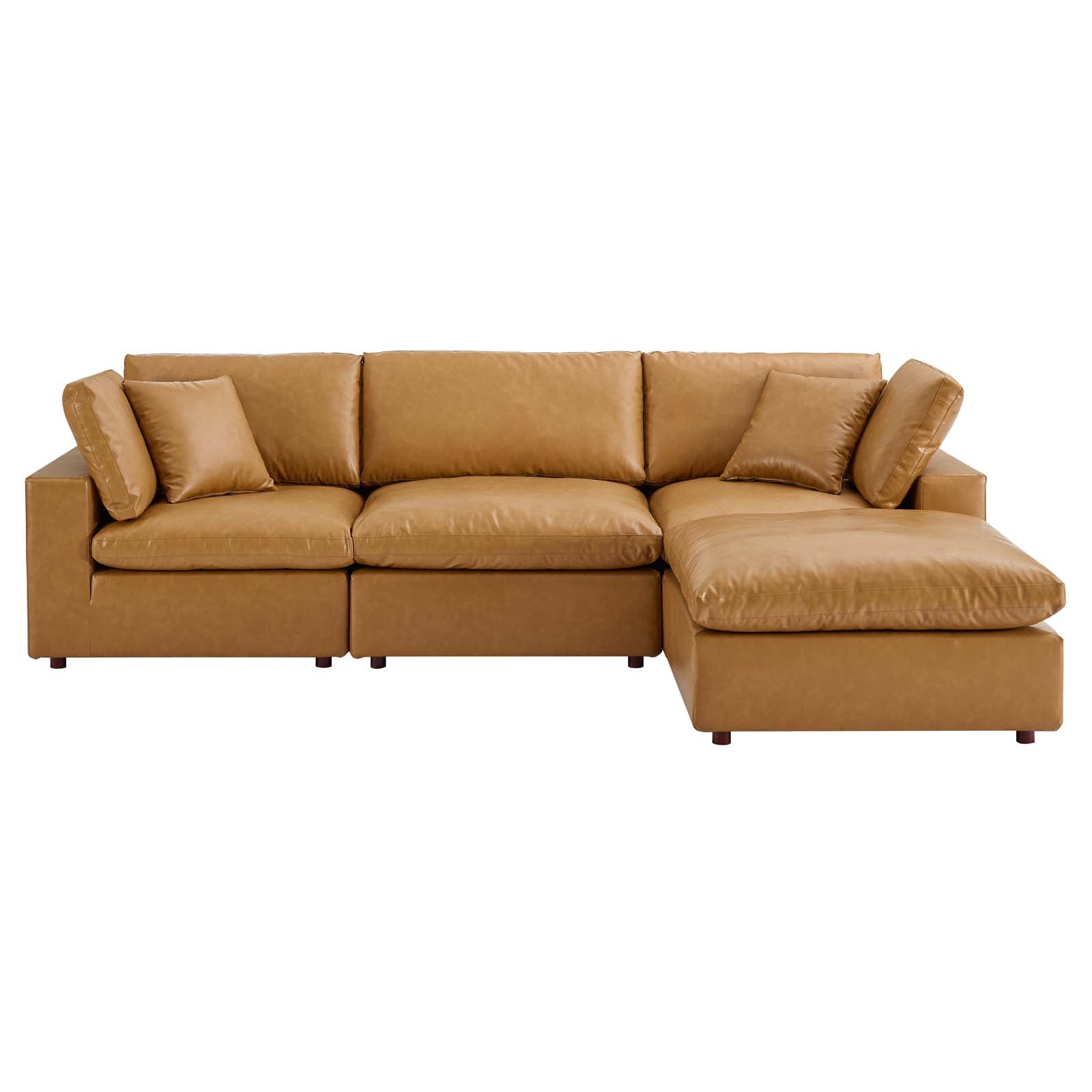 Commix Down Filled Overstuffed Vegan Leather 4-Piece Sectional Sofa