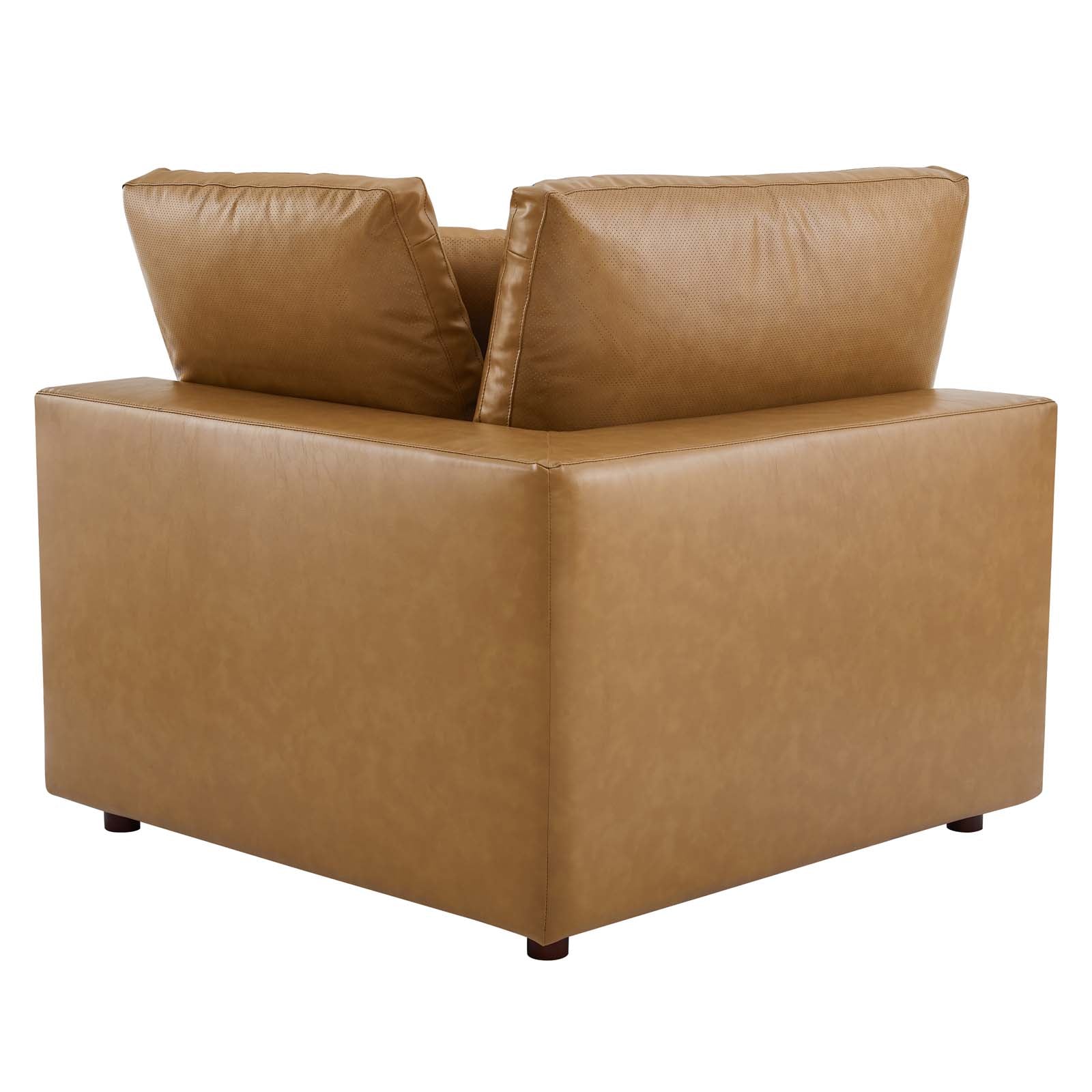 Commix Down Filled Overstuffed Vegan Leather 4-Seater Sofa