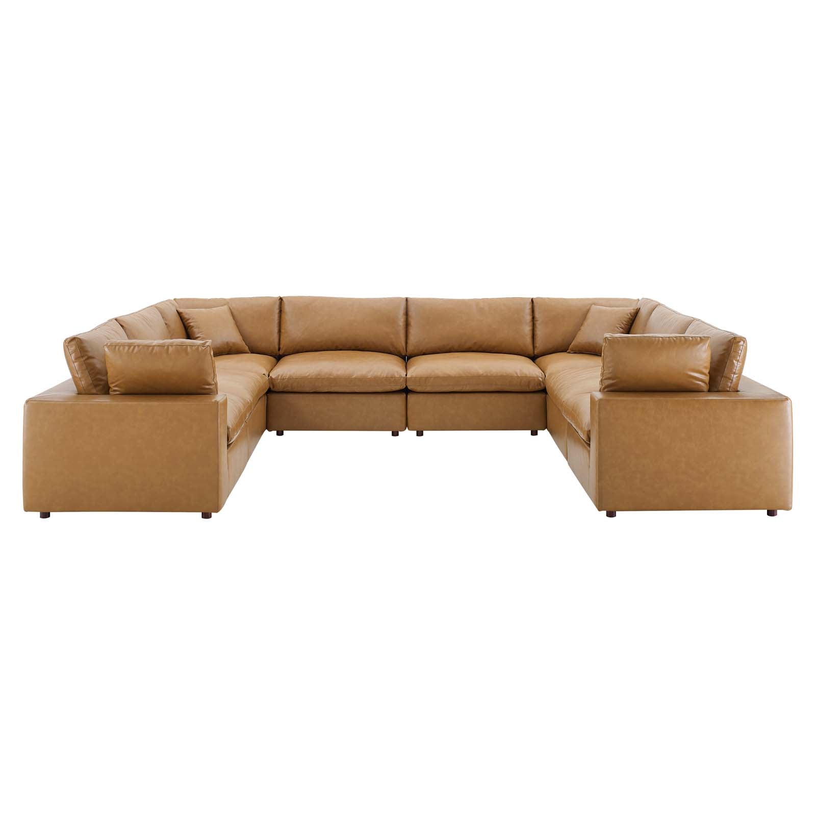 Commix Down Filled Overstuffed Vegan Leather 8-Piece Sectional Sofa