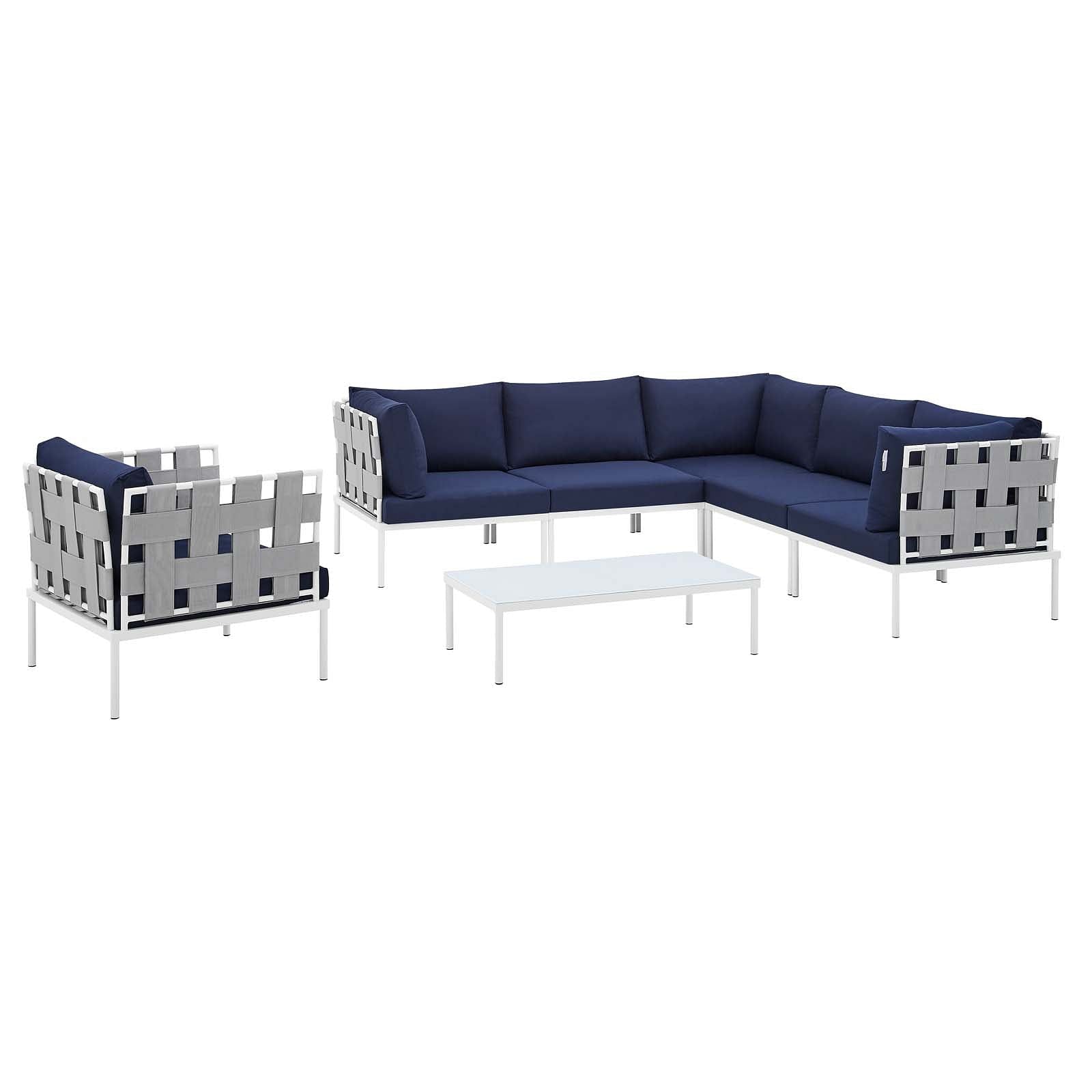 Harmony 7-Piece  Sunbrella® Outdoor Patio Aluminum Sectional Sofa Set