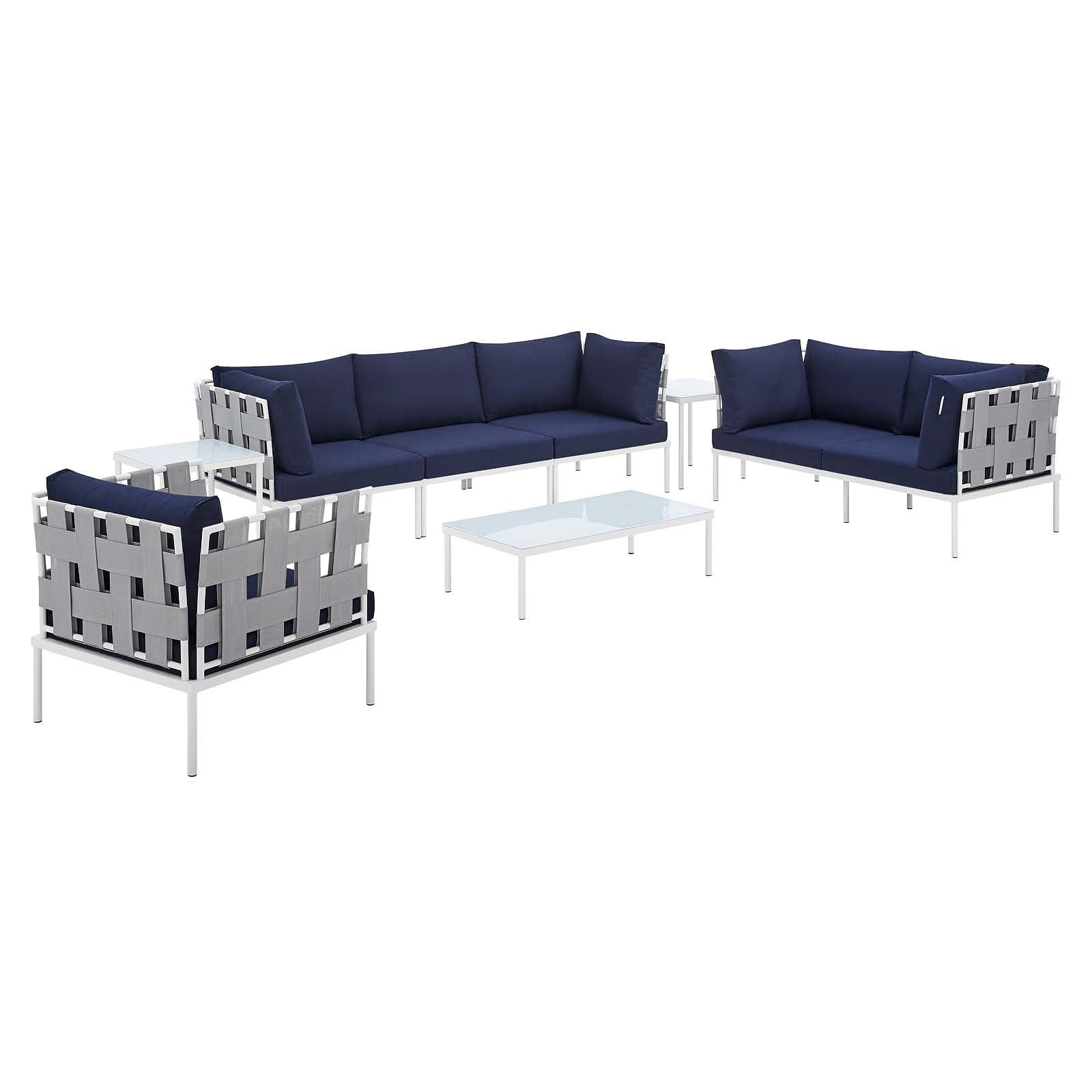 Harmony 8-Piece  Sunbrella® Outdoor Patio Aluminum Seating Set