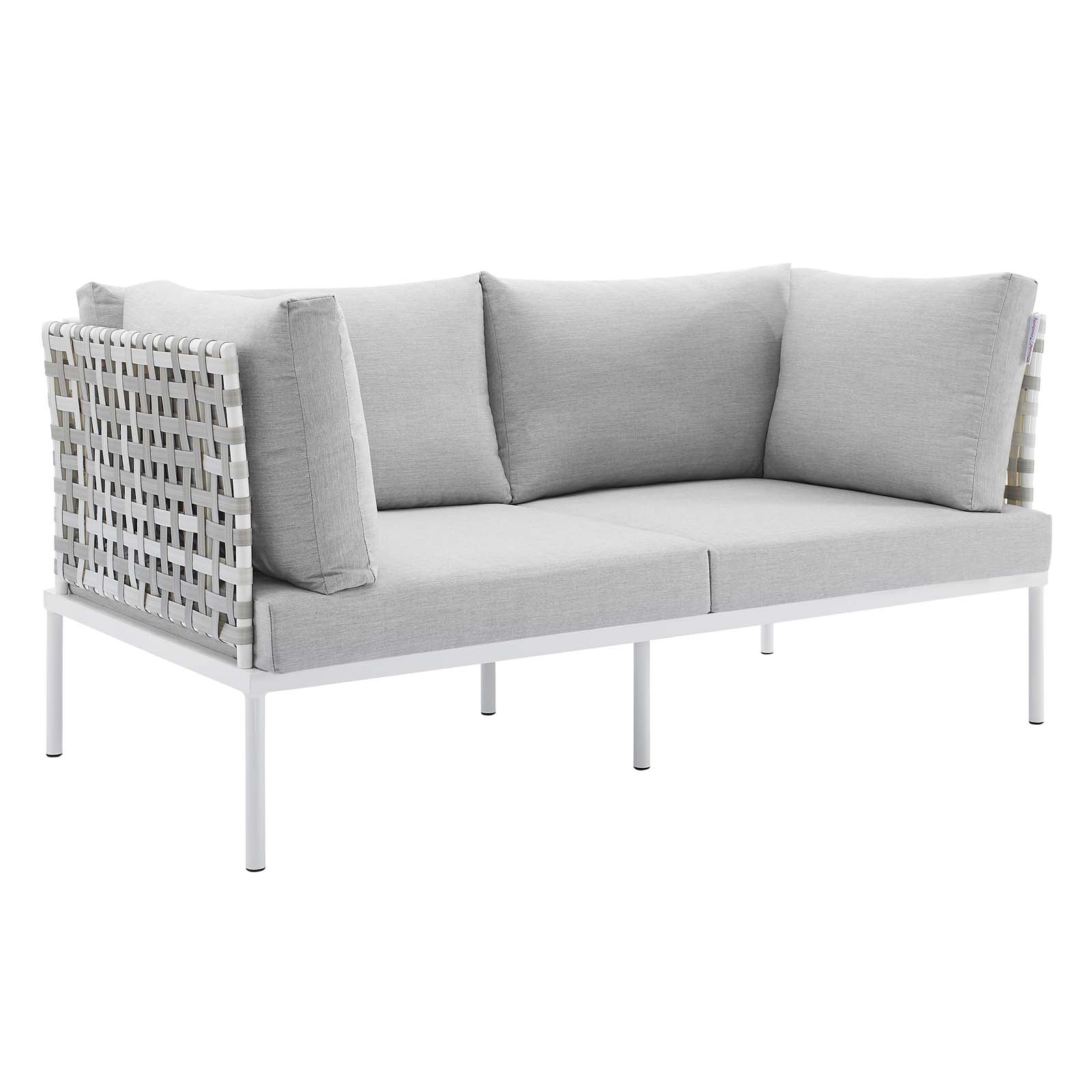 Harmony Sunbrella® Basket Weave Outdoor Patio Aluminum Loveseat