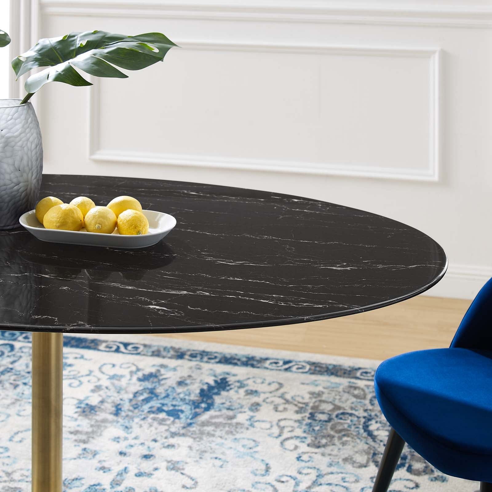 Lippa 60" Oval Artificial Marble Dining Table