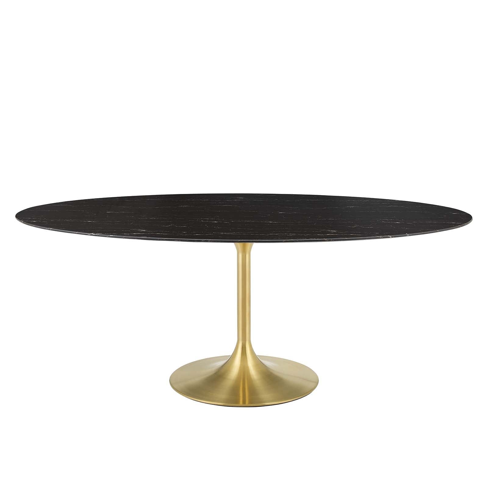 Lippa 78" Oval Artificial Marble Dining Table