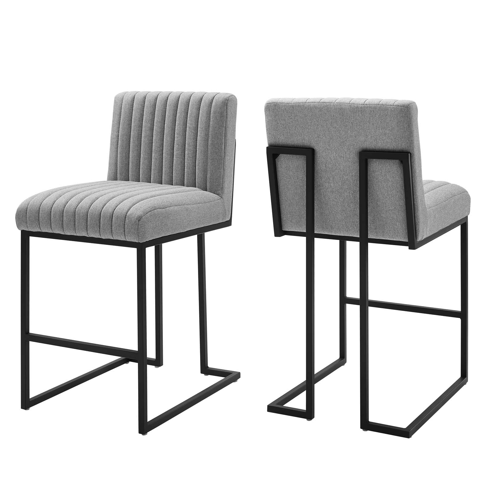 Indulge Channel Tufted Fabric Counter Stools - Set of 2